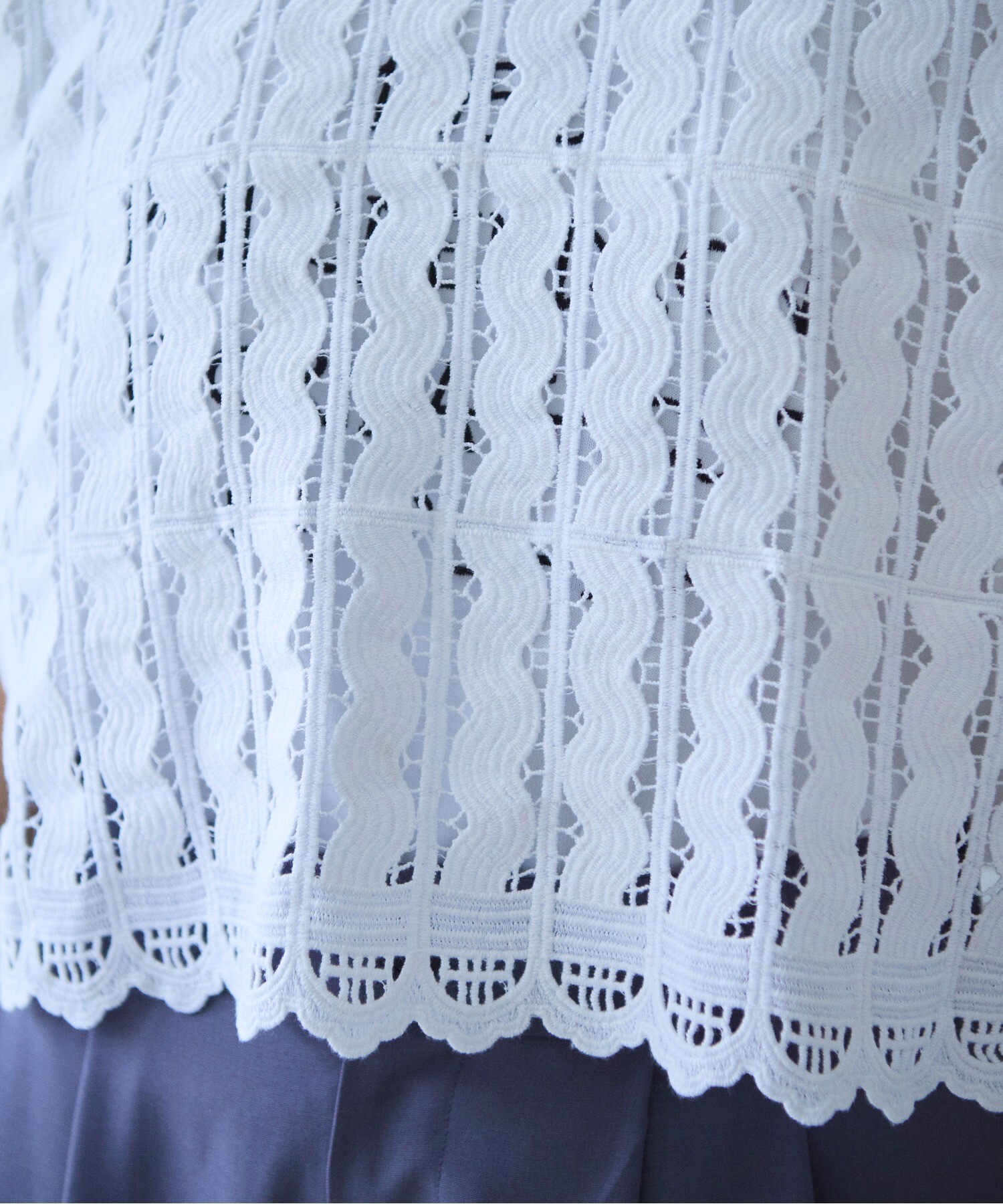 AMBIDEX Store Cotton/wave lace ベスト(F シロ): yuni