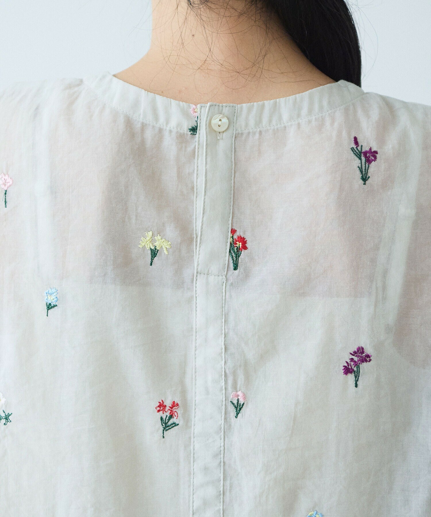 AMBIDEX Store コットン/ナイロン sheer floral刺繍 ワンピース(F