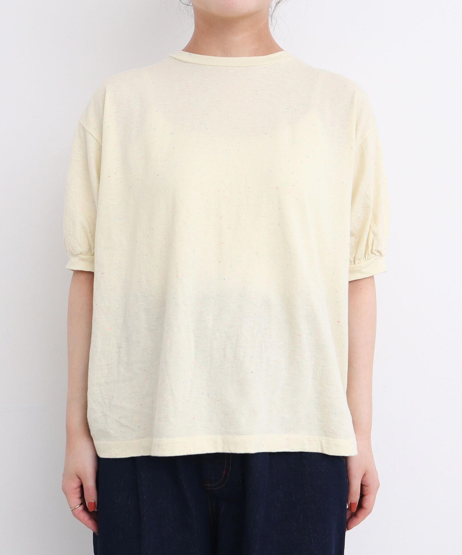 トップス 88101019 AMBIDEX Store 【予約販売】〇カラフルネップ天竺 パフ袖Tシャツ