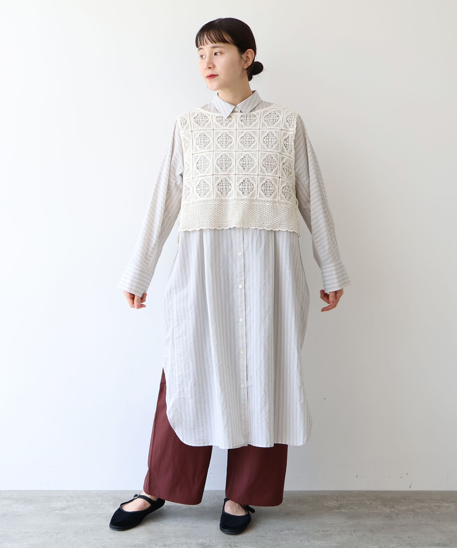 AMBIDEX Store ○コットンナイロン ストライプ タック シャツ