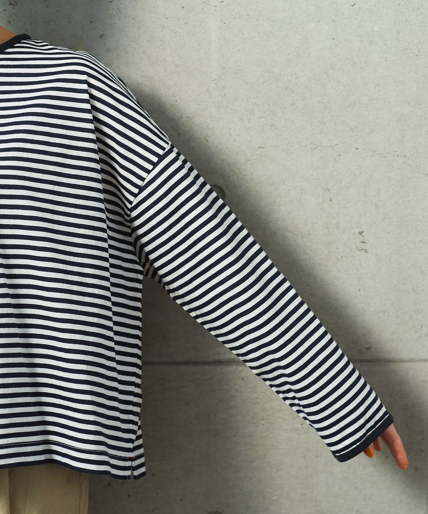 AMBIDEX Store ボーダー配色バインダー 長袖BIGカットソー【BASIC