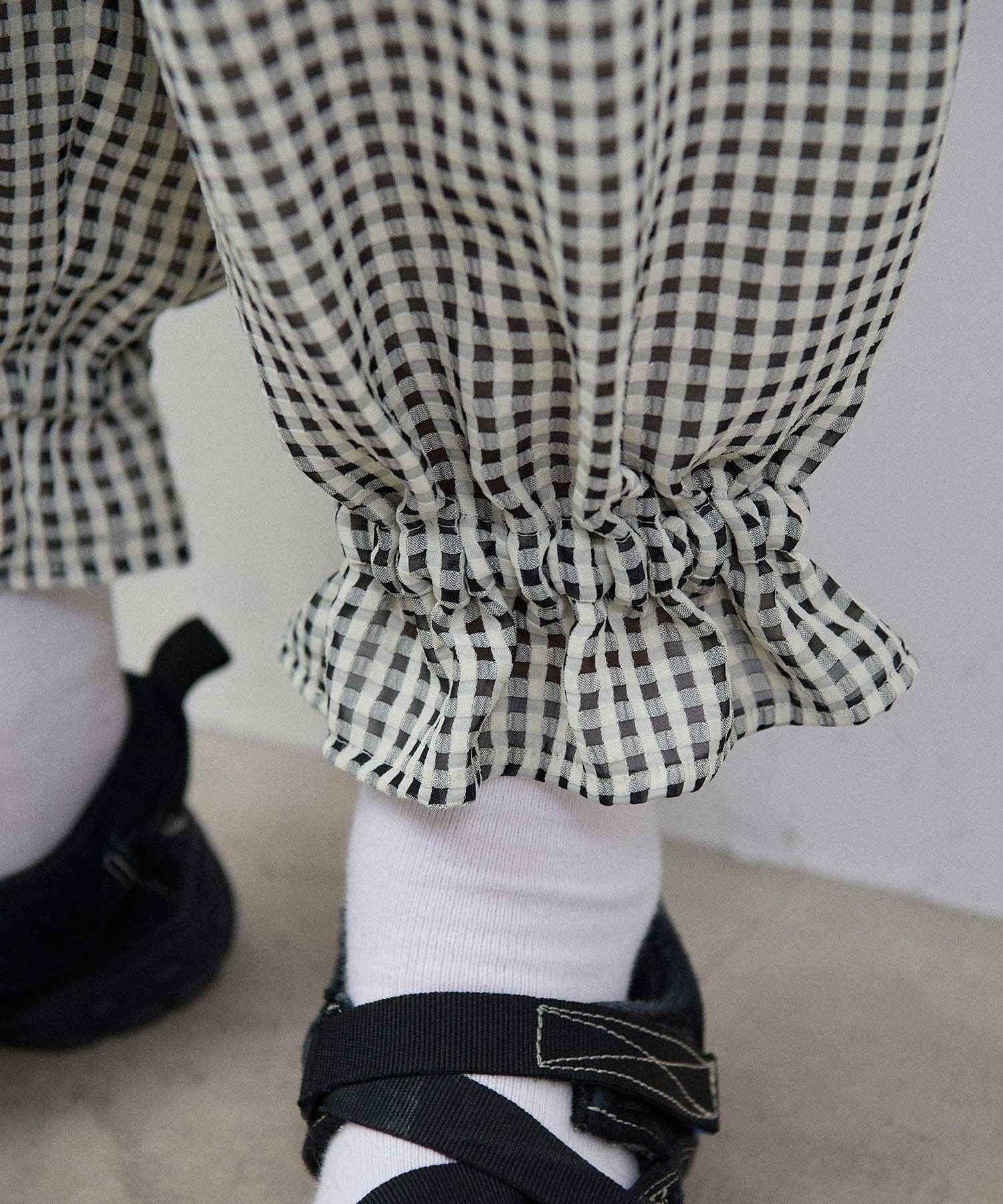 パンツ soi AMBIDEX Store SATIN SOCCER ギンガム パンツ(F クロギンガム): l