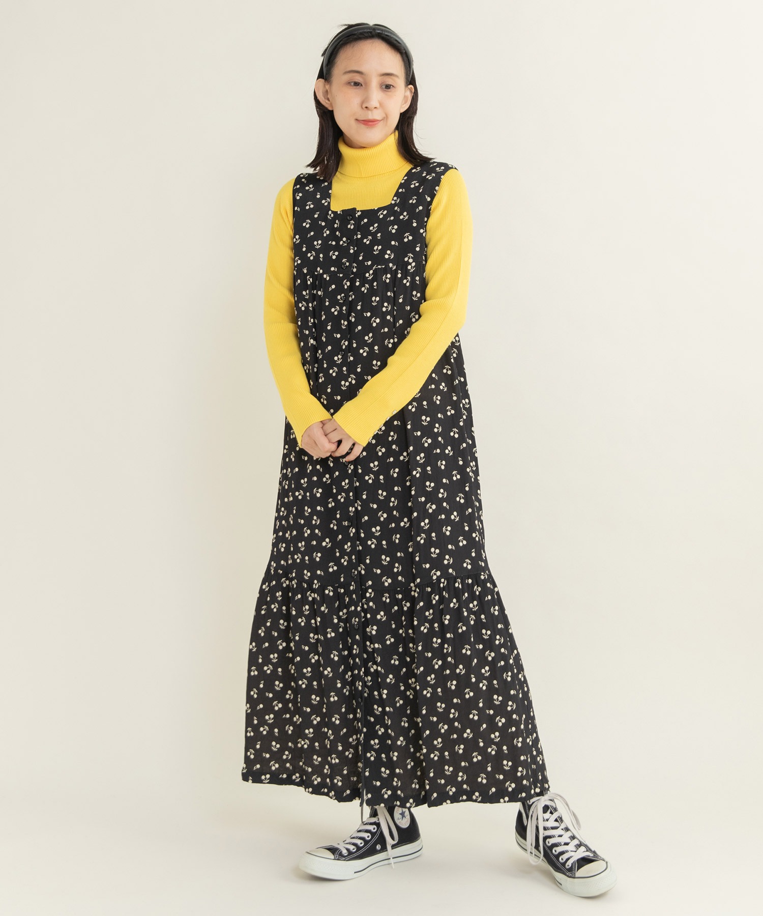 AMBIDEX Store △○チェリー風通ジャカード スクエアネック ノースリ