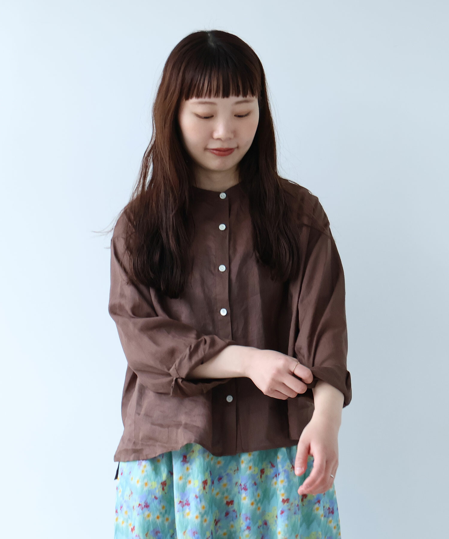 AMBIDEX Store ○ Ramie short ブラウス(F ブルーグレー): bulle de savon