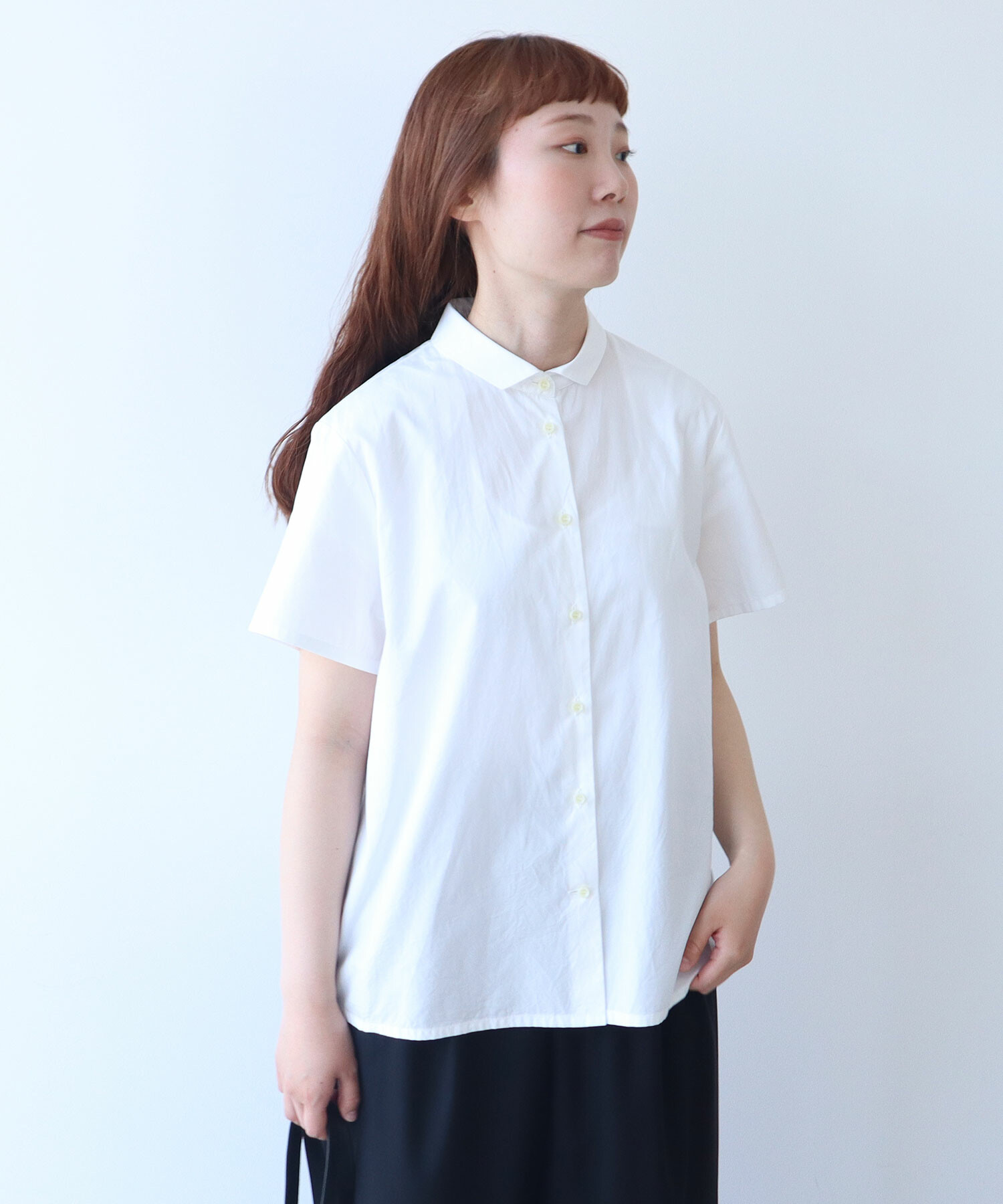 AMBIDEX Store itsumo カド襟 半袖シャツ(F シロ): bulle de savon