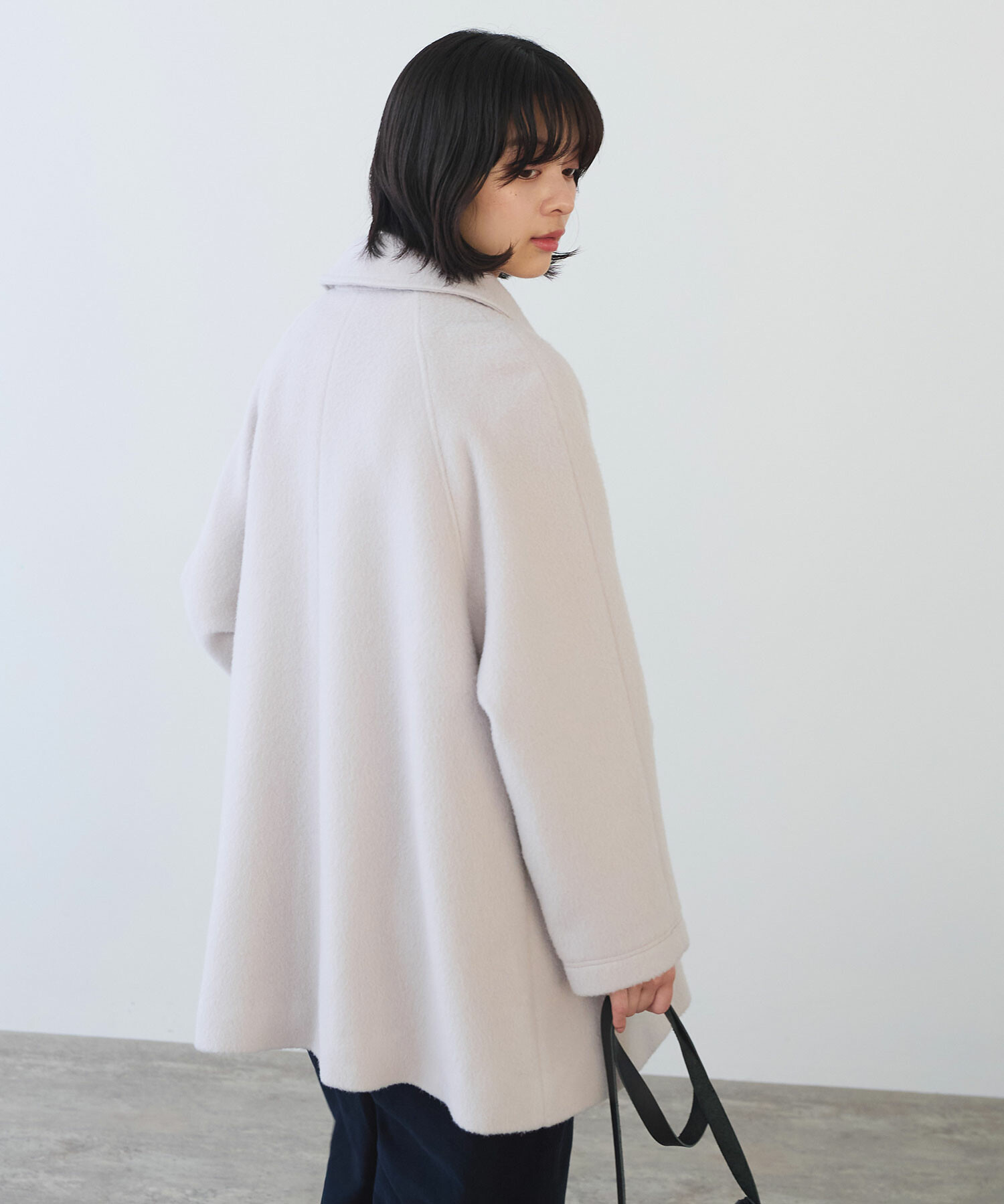 AMBIDEX Store 〇 モヘア / カシミア シャギー Aラインコート(F クロ