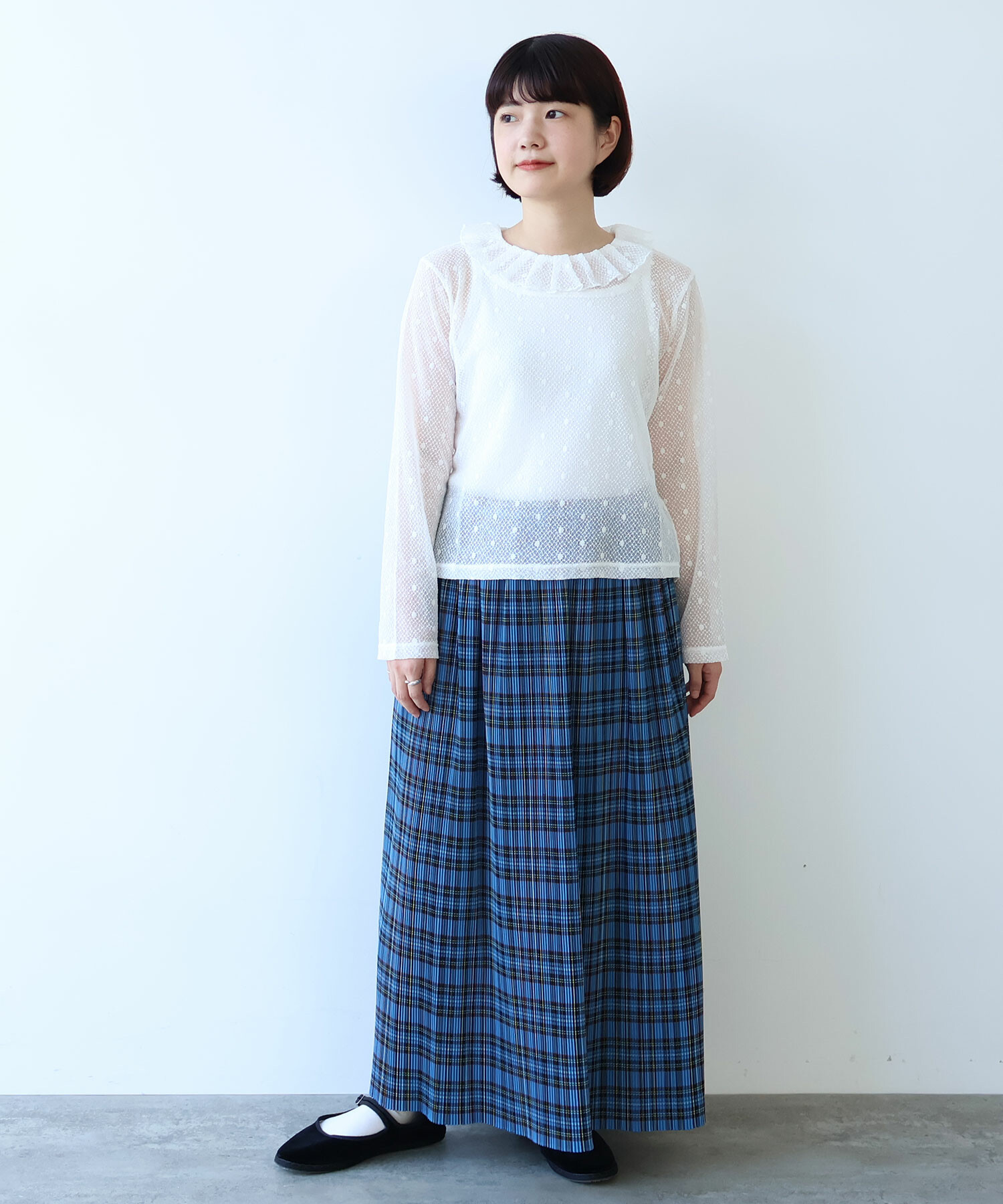 AMBIDEX Store ○ラッセルドット タック襟 プルオーバー(F シロ