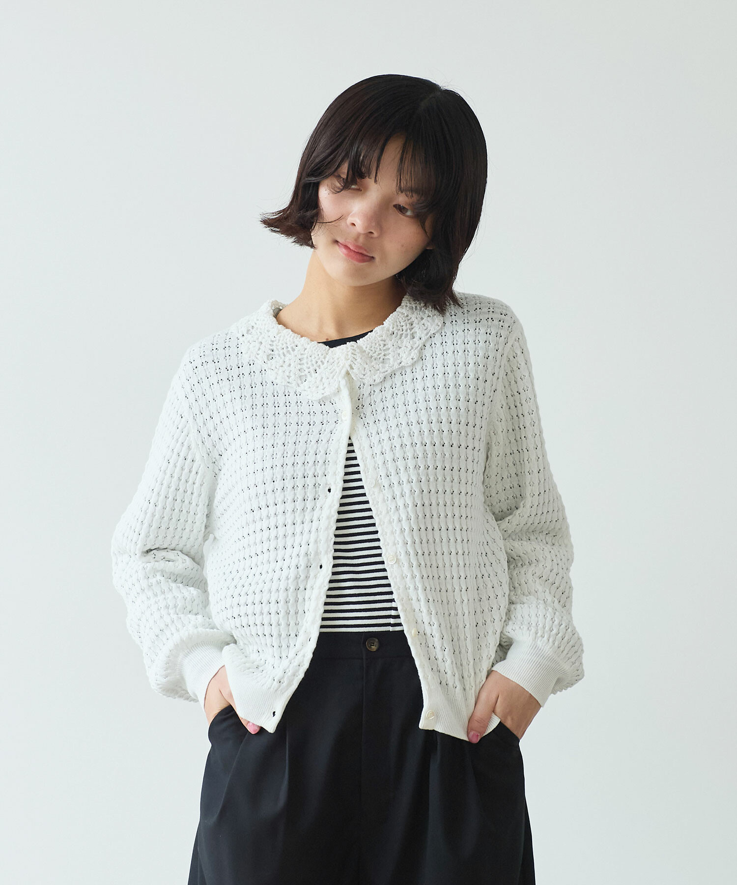 透かし編み　カーディガン ハネカ シルク透かし編みカーディガン | ライトアップオンラインストア