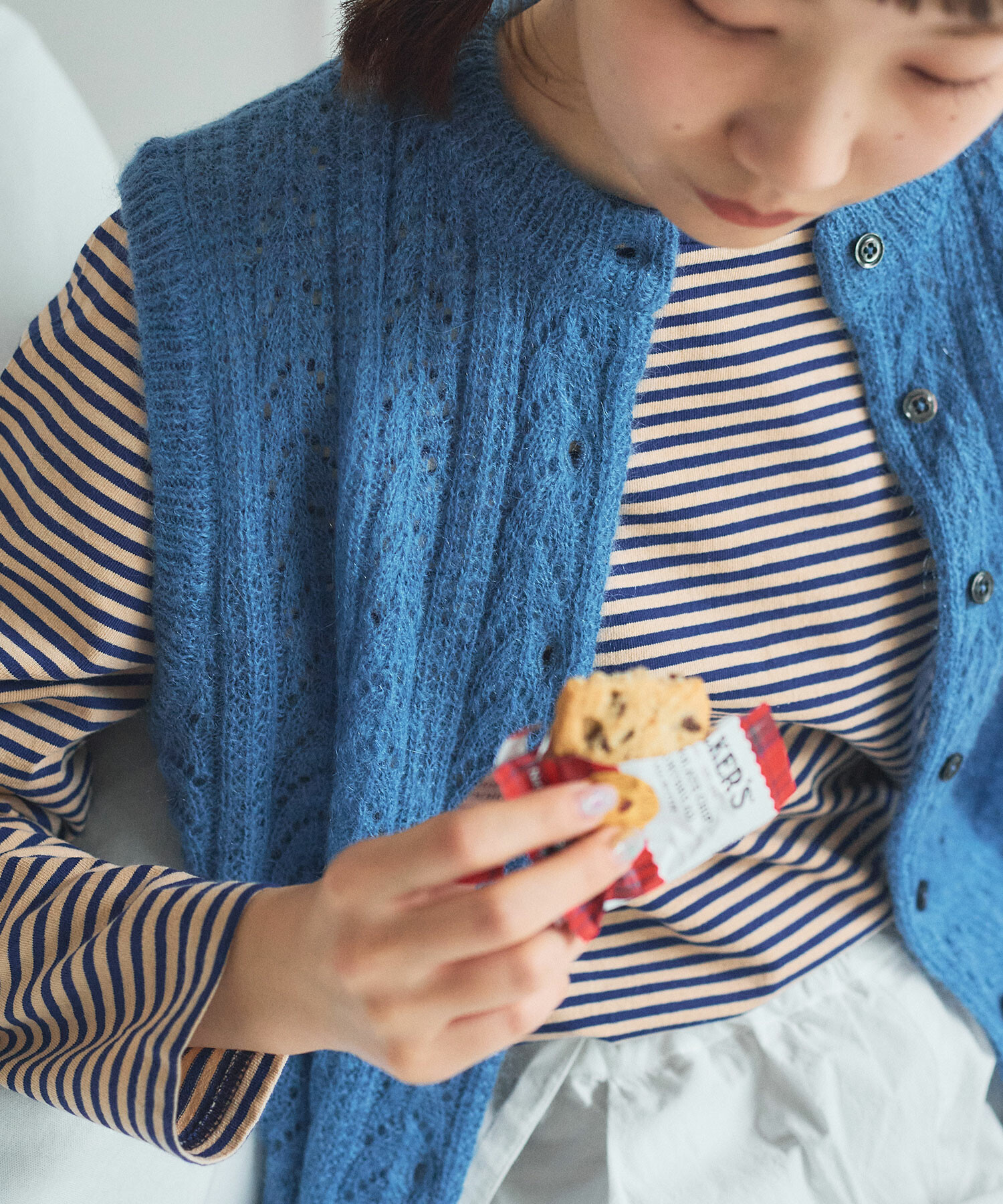 06260626ページ AMBIDEX Store 〇 ふわふわ 透かし編み ニットベスト(F イエロー