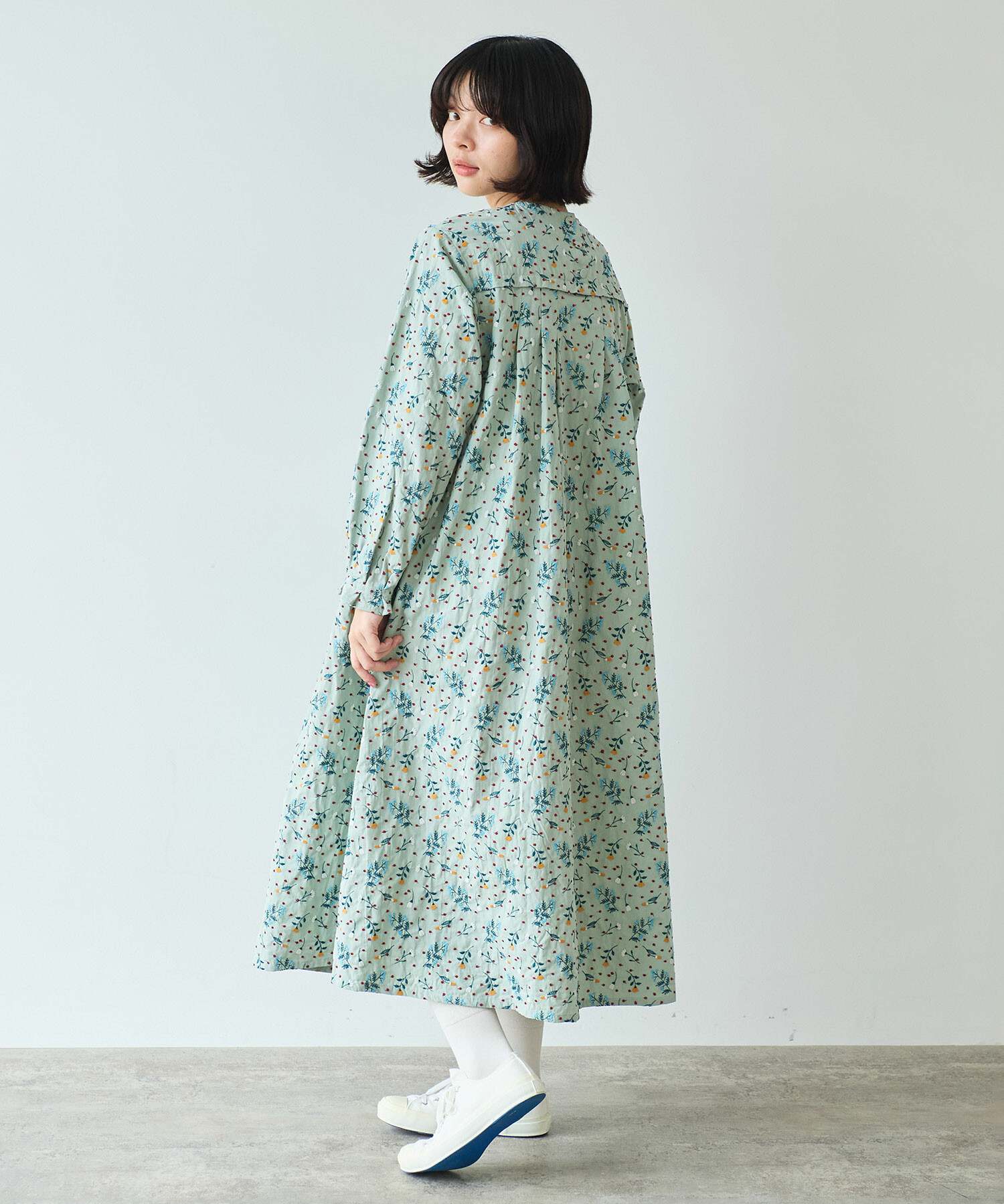 AMBIDEX Store 【予約販売】〇 はるの庭刺繍 ワンピース(F セージ