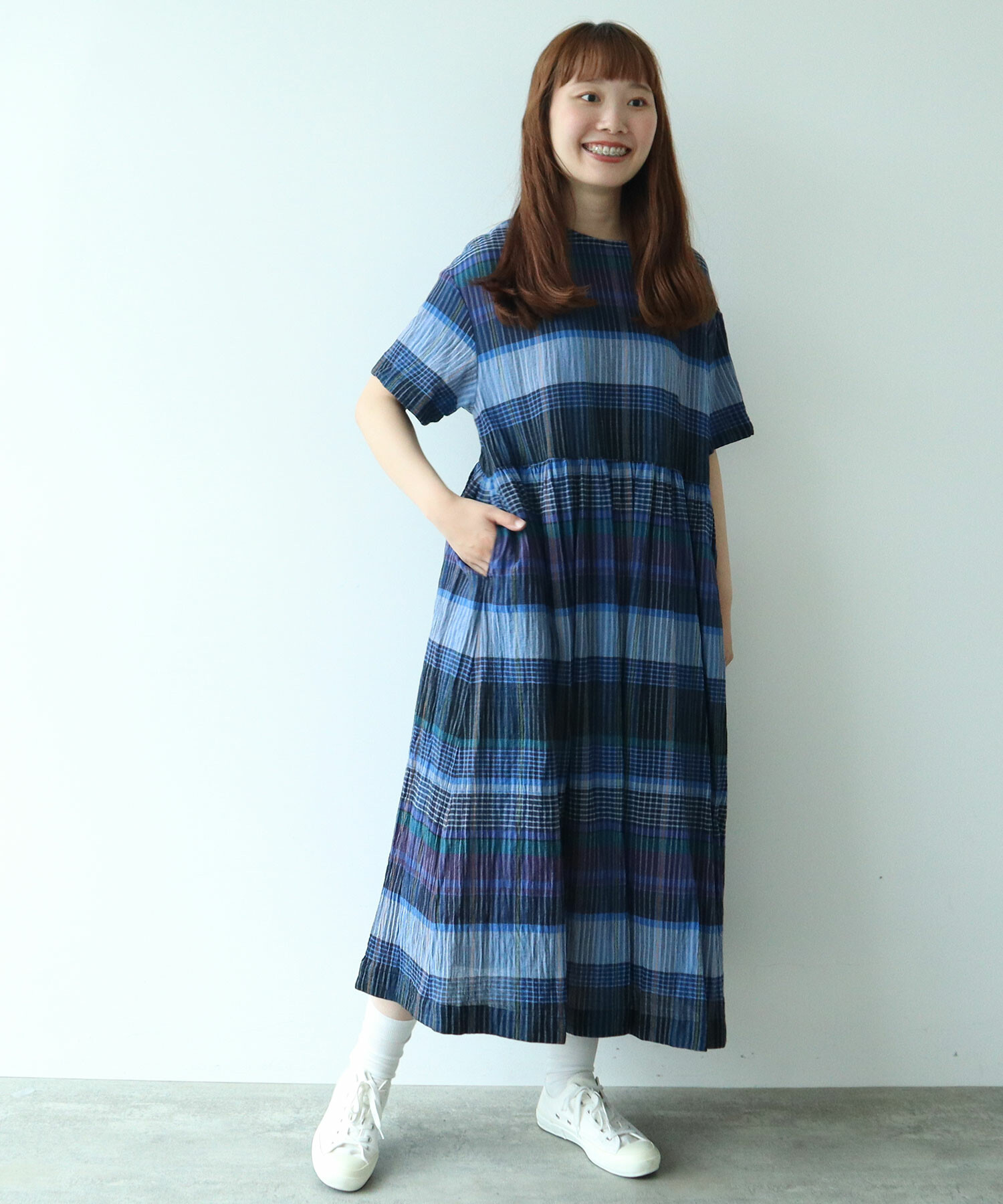 AMBIDEX Store △〇 ビッグチェック ワンピース(F アオ): bulle