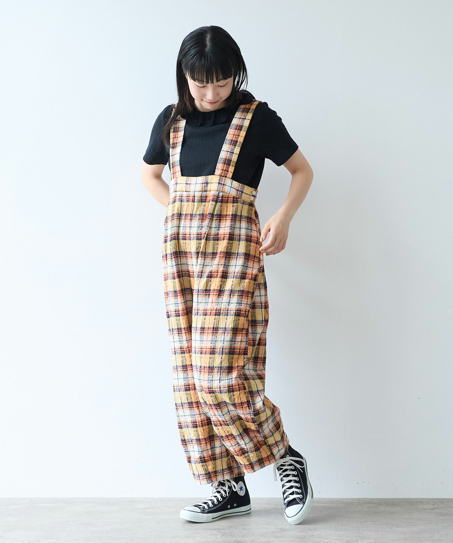 AMBIDEX Store ○ broken dobby check サロペット(F グレー): bulle de