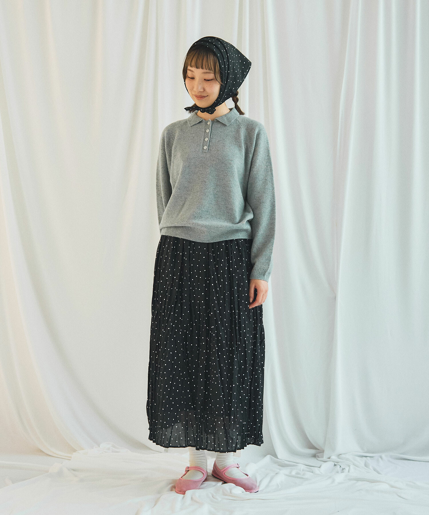 AMBIDEX Store △〇 しわしわdot プリント ランダム タックスカート(F