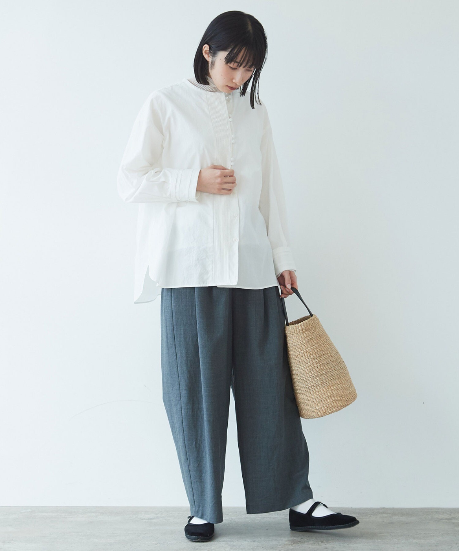 AMBIDEX Store ○120/2コットンブロード ピンタックシャツ(F シロ): yuni