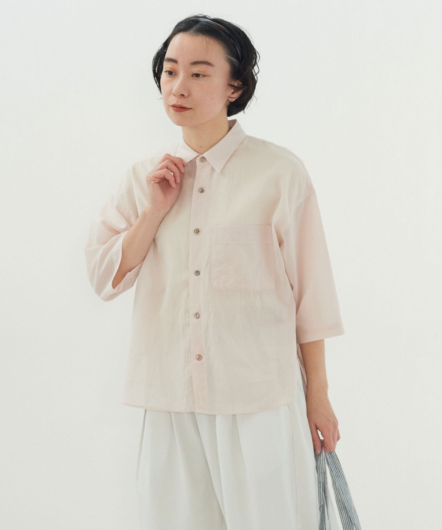 AMBIDEX Store △強撚塩縮コットン ショートシャツ(F シロ): yuni