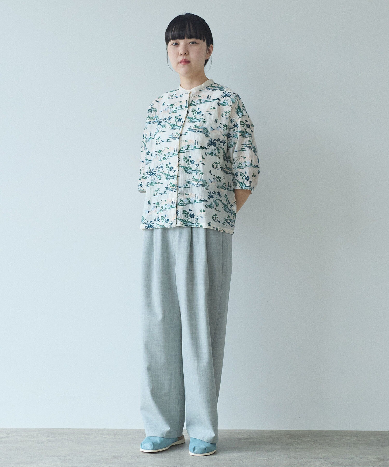 AMBIDEX Store ○Island embroidely ショートシャツ(F キナリ): yuni