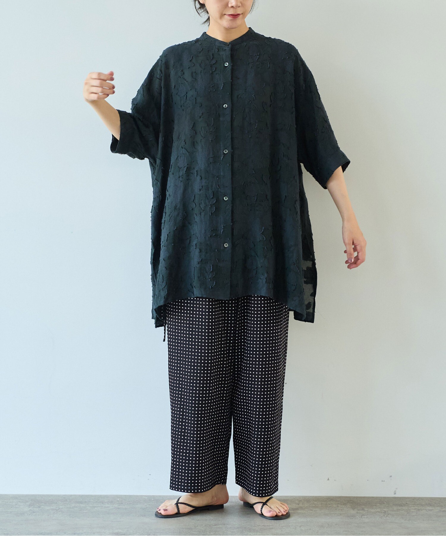 AMBIDEX Store シアーカットジャカード チュニックブラウス(F