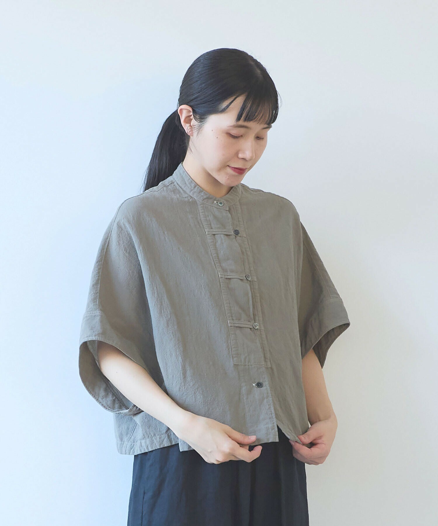 AMBIDEX Store 強撚CottonLinen 近江晒 short ブラウス(F ライラック