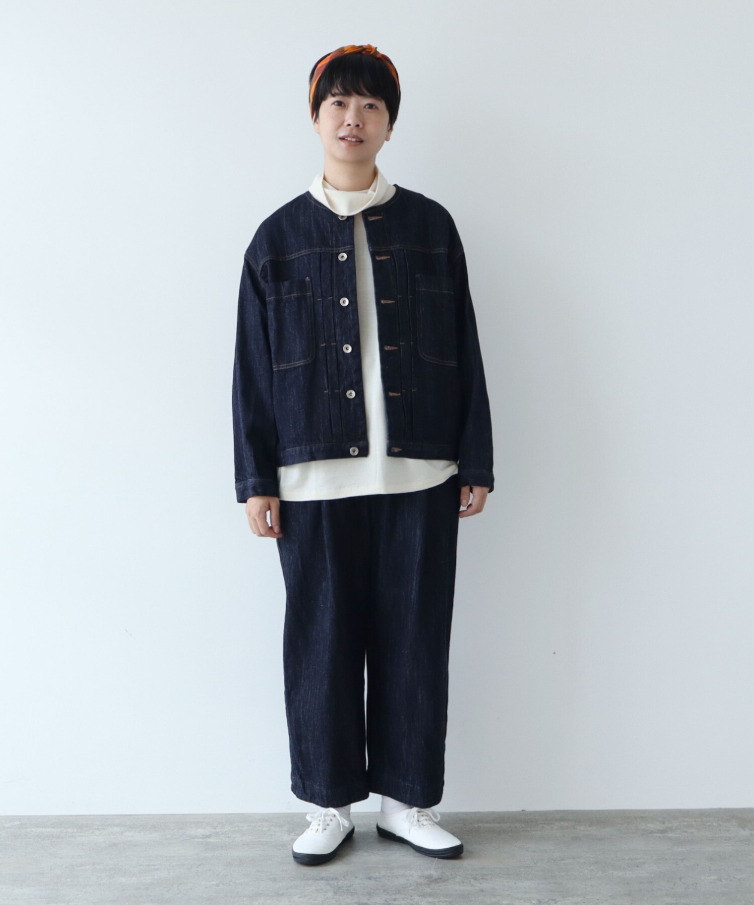 yuni デニムジャケット gジャン ノーカラー ブルゾン yuni デニムジャケット gジャン cotton denim ノーカラー