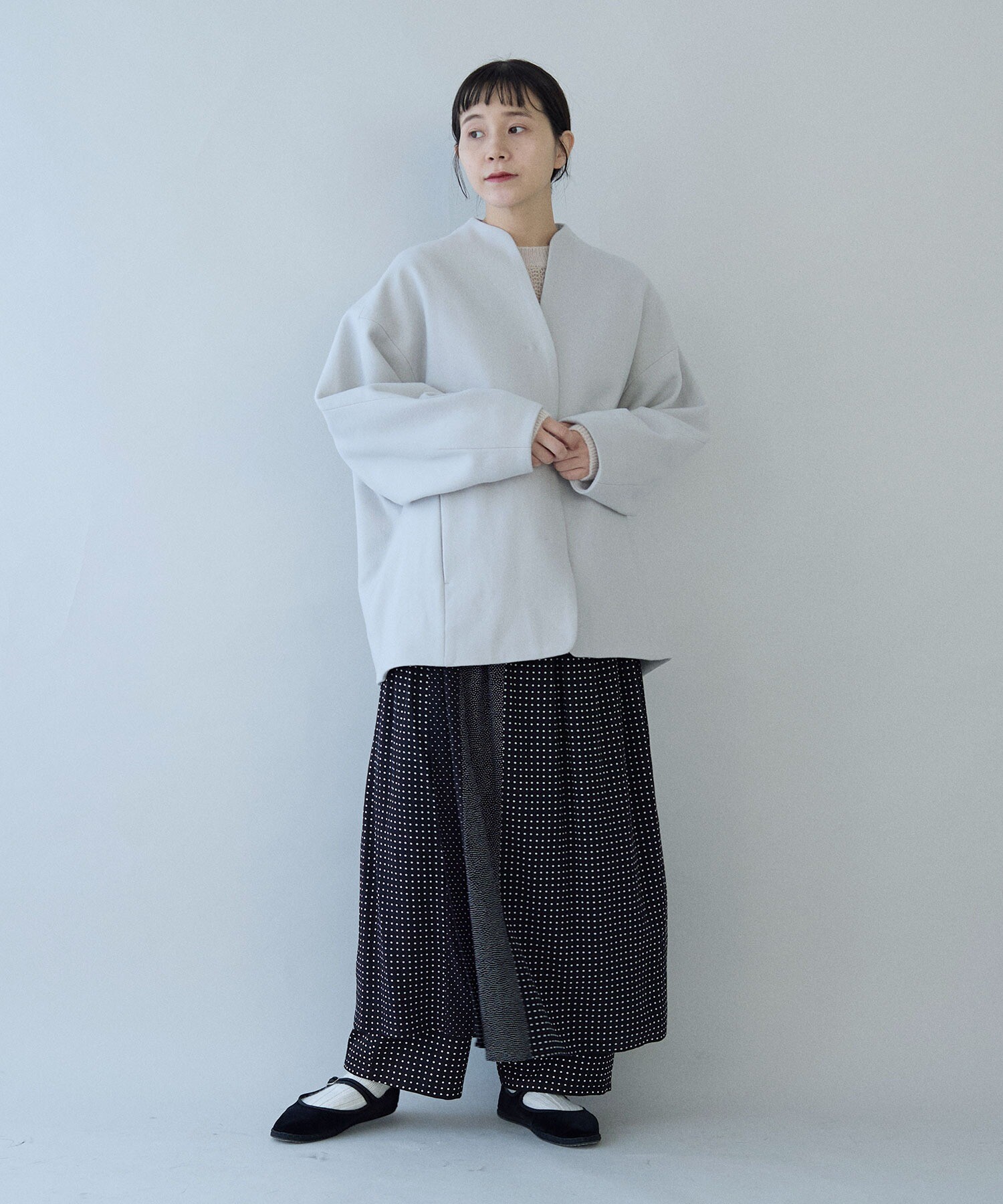 AMBIDEX Store ○ウールsuper100 middle length cocoonコート(F グレー