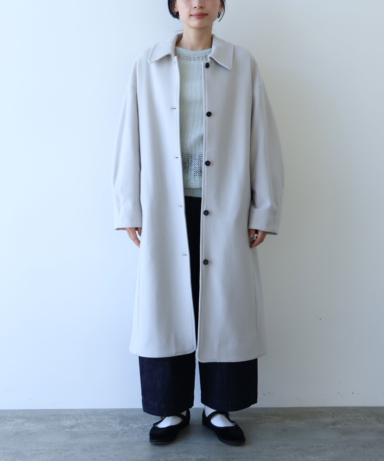 AMBIDEX Store ○ウールsuper100 bal collar cocoonコート (F カーキ