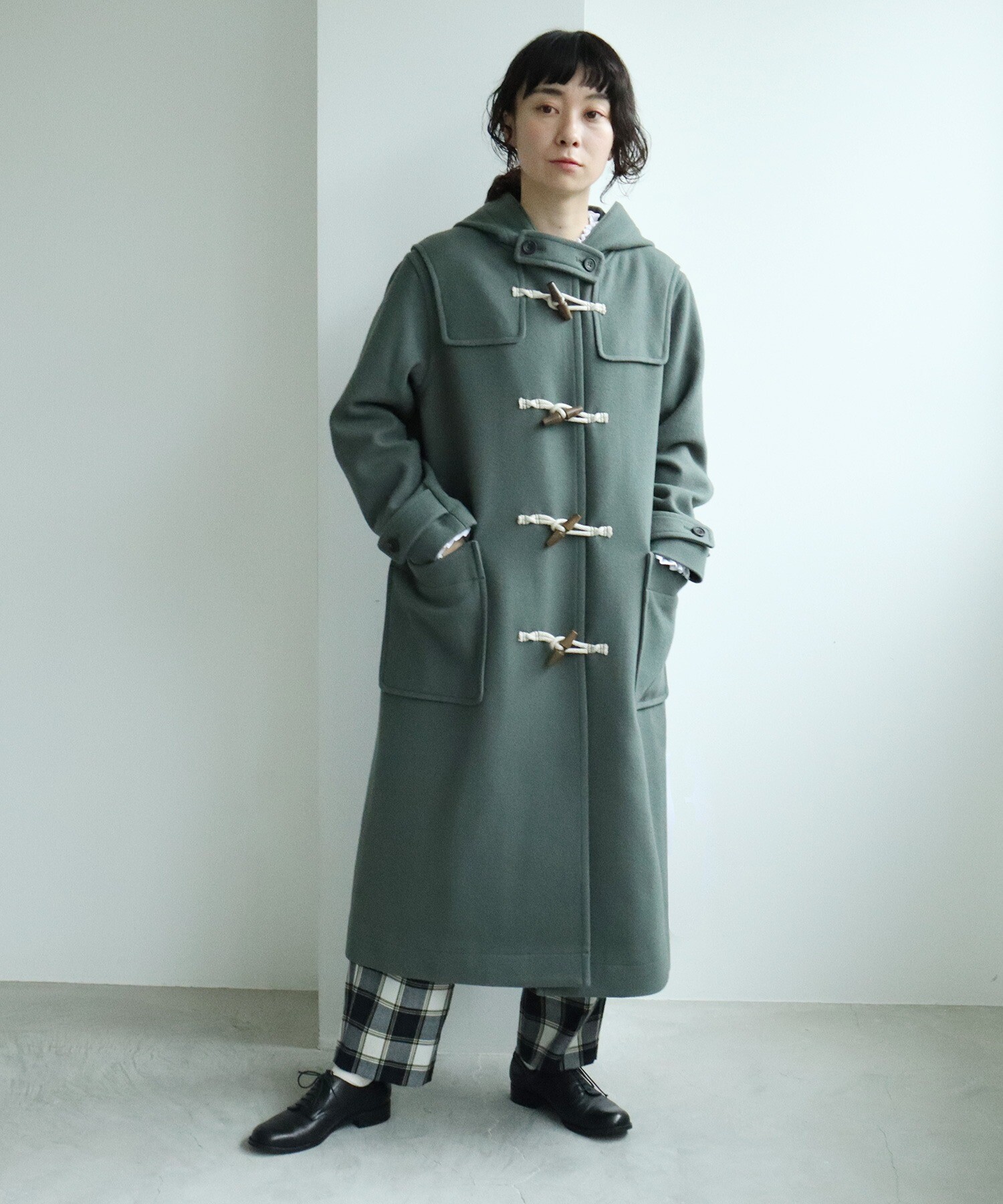 AMBIDEX Store ○super100 Wool ロングダッフルコート(F クロ): yuni