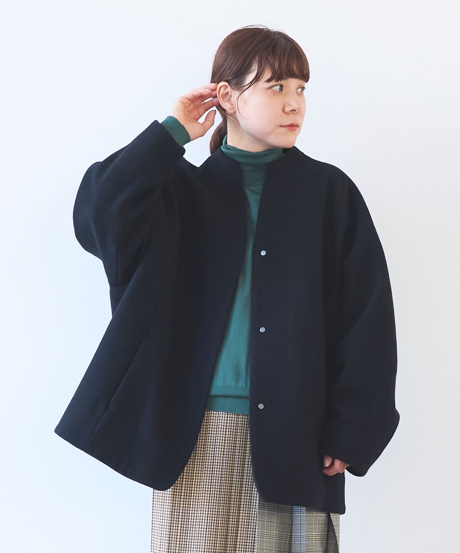 AMBIDEX Store ウールsuper100 middle length cocoonコート(F キナリ