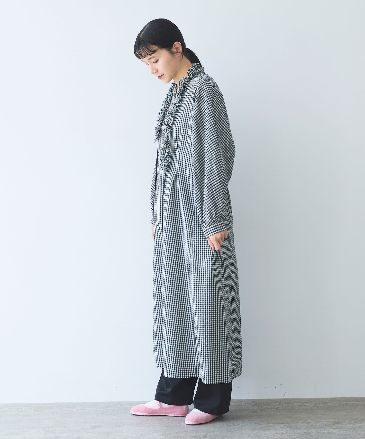 スリットネック配色ワンピース・p211875 配色スリットワンピース – ESICA