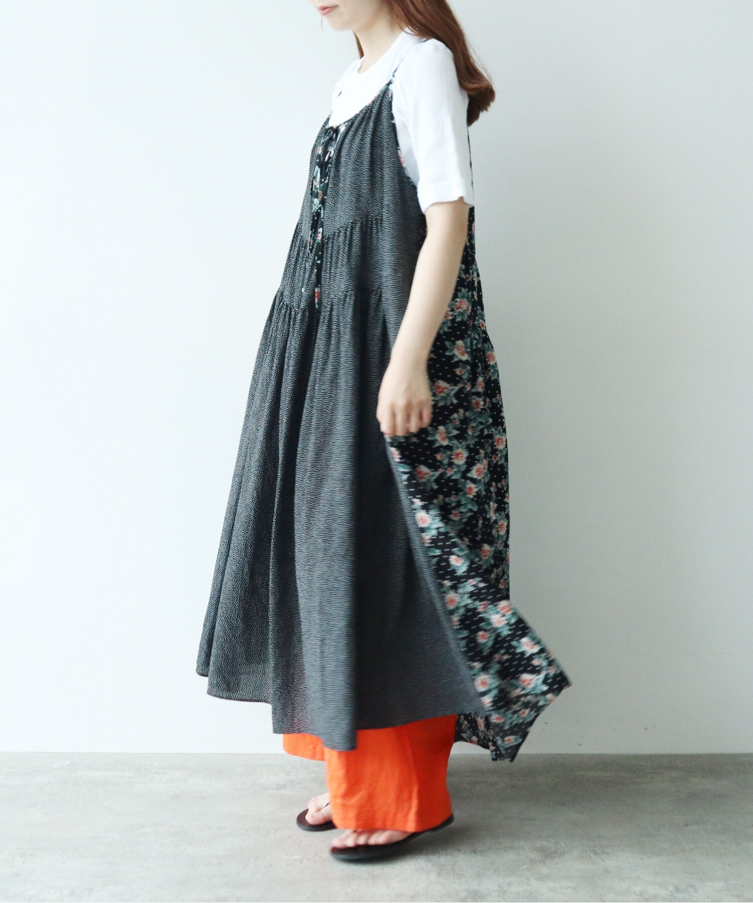 AMBIDEX Store ○dot×flower print jumper スカート(F マルチ