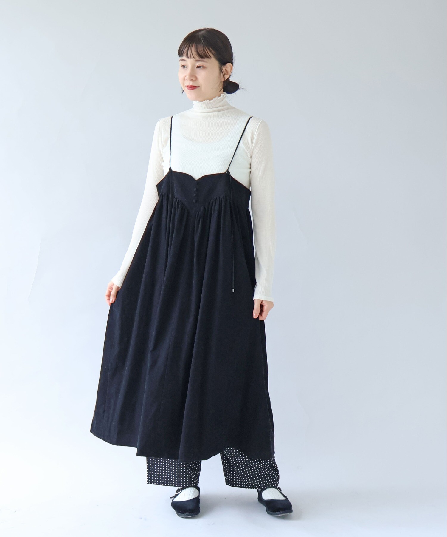 AMBIDEX Store ○シャンブレーコールビスチェワンピース(F シロ): yuni