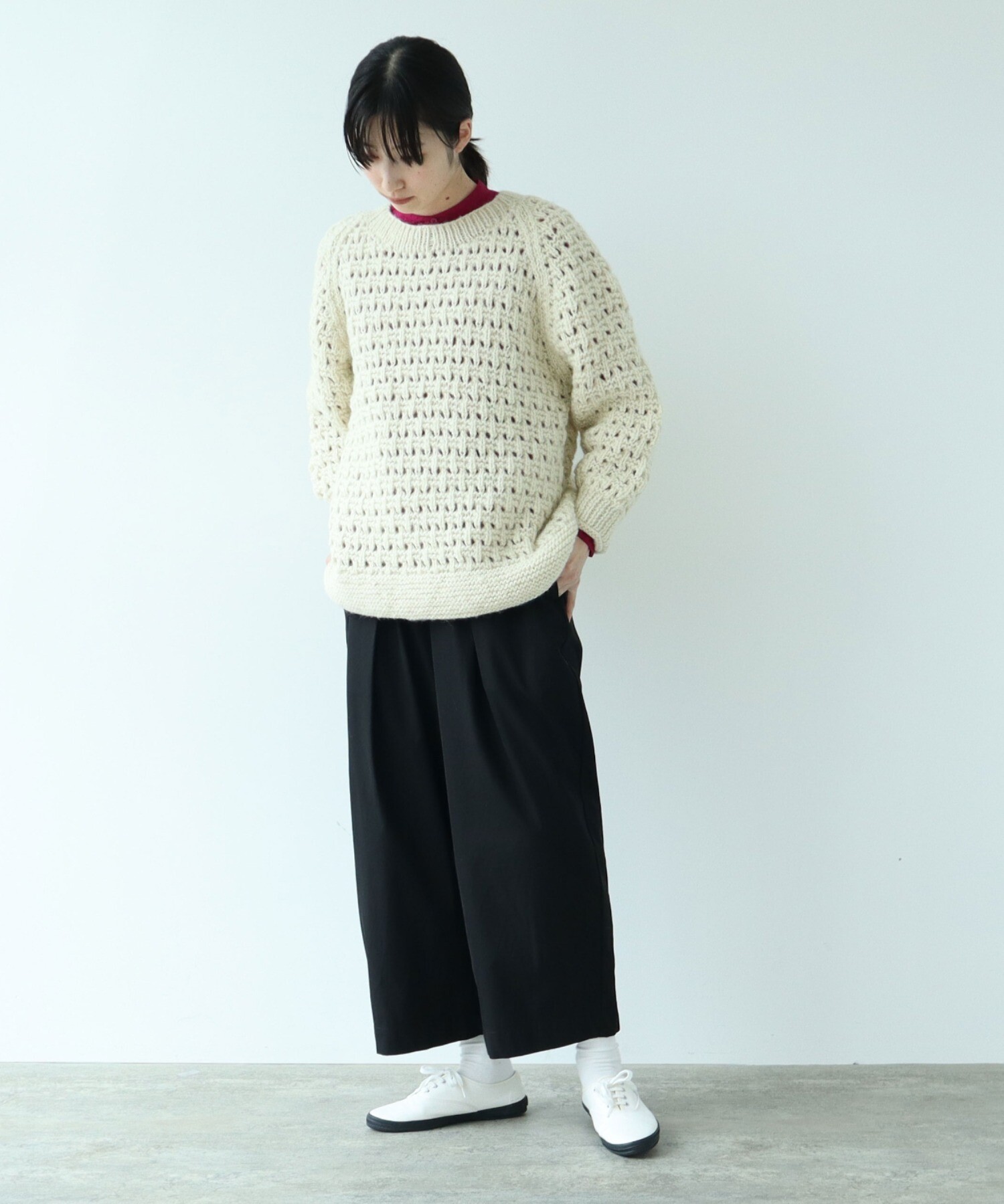 クロップドパンツ2019ＡＷ myclozette  完売品 クロップドタックパンツ