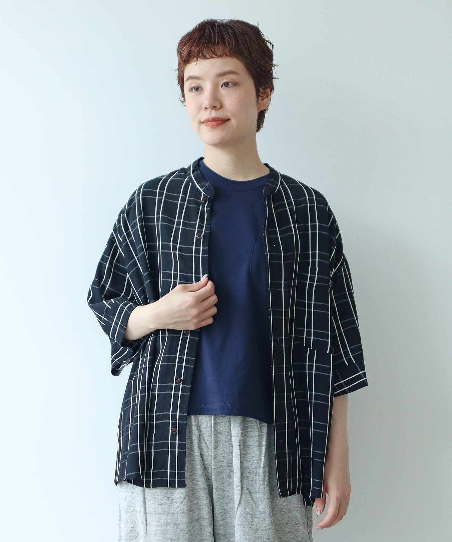 AMBIDEX Store △レーヨン/アセテート CHECK FLARE シャツ(F