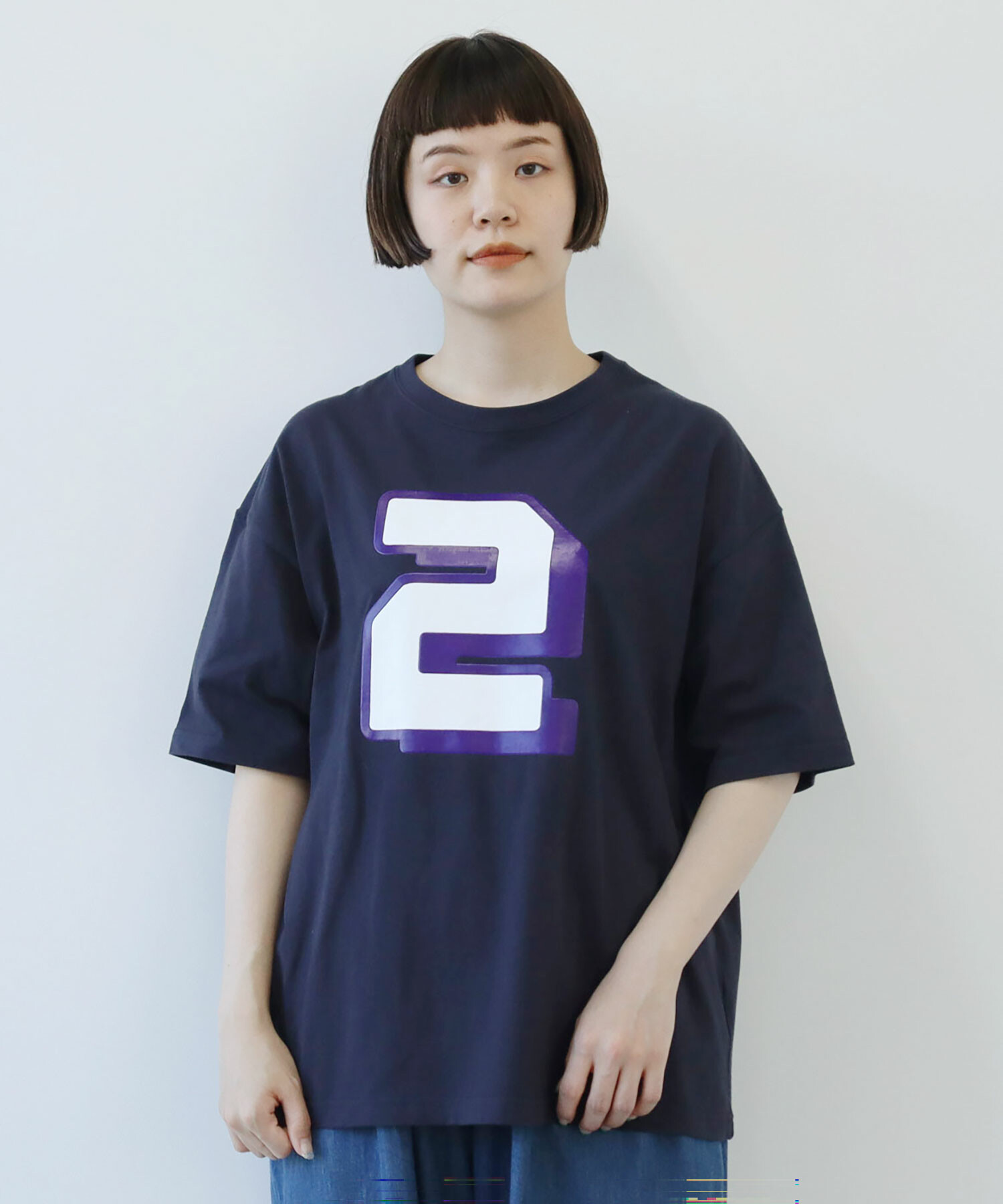 AMBIDEX Store ○number 2 T-シャツ(F ネイビー): FLAT-cic-HATENA