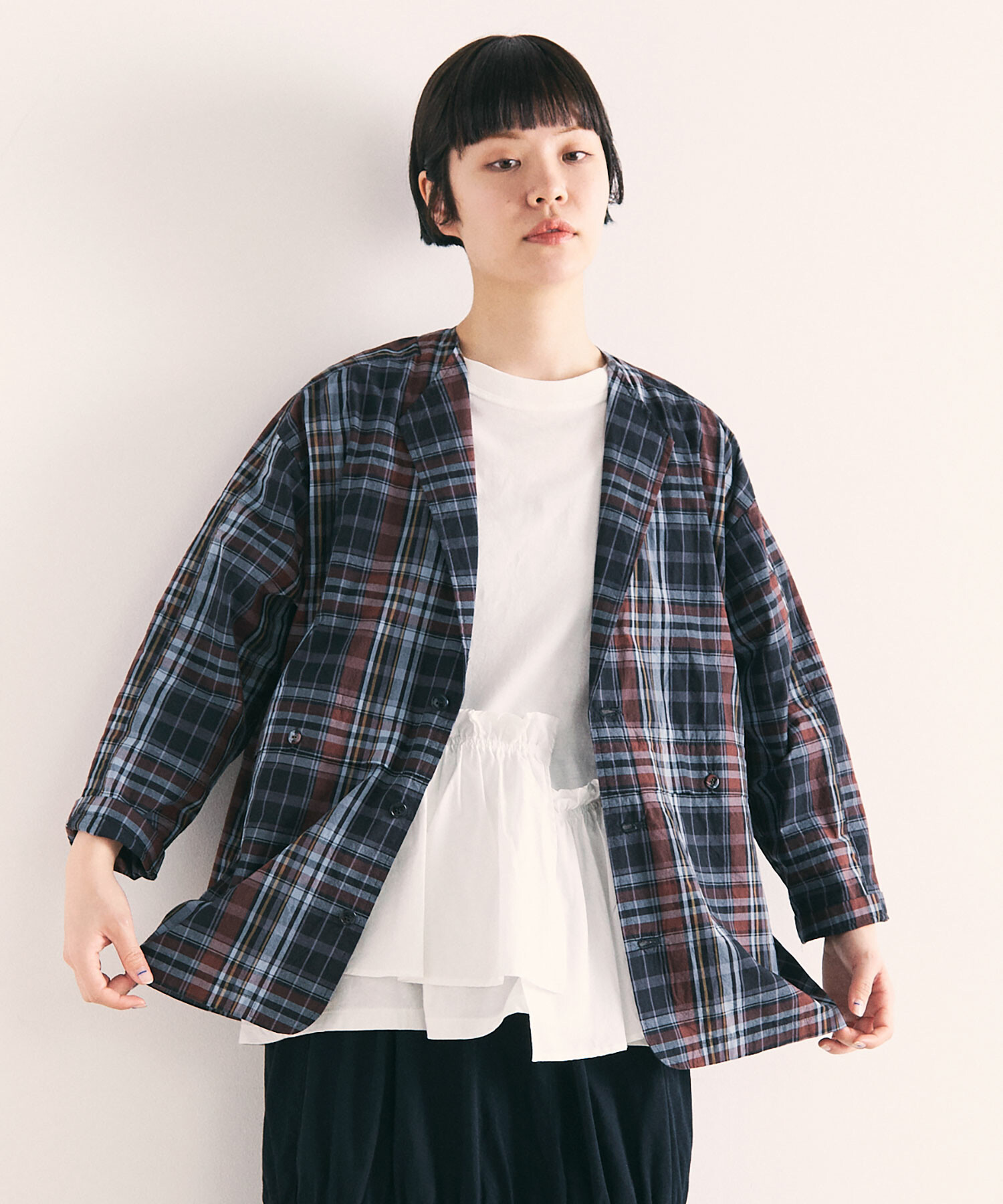 AMBIDEX Store ○CHECK EDODAKI SHIRT ジャケット(F GREY CHECK): FLAT 