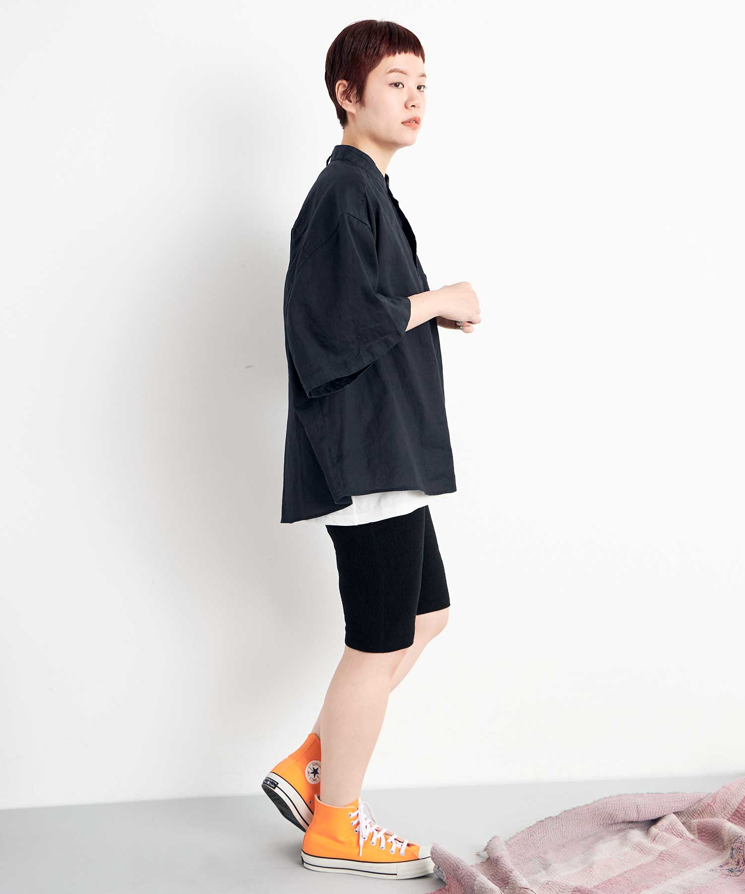 AMBIDEX Store △○COTTON BOUCLE HALF レギンス(F BLACK): FLAT