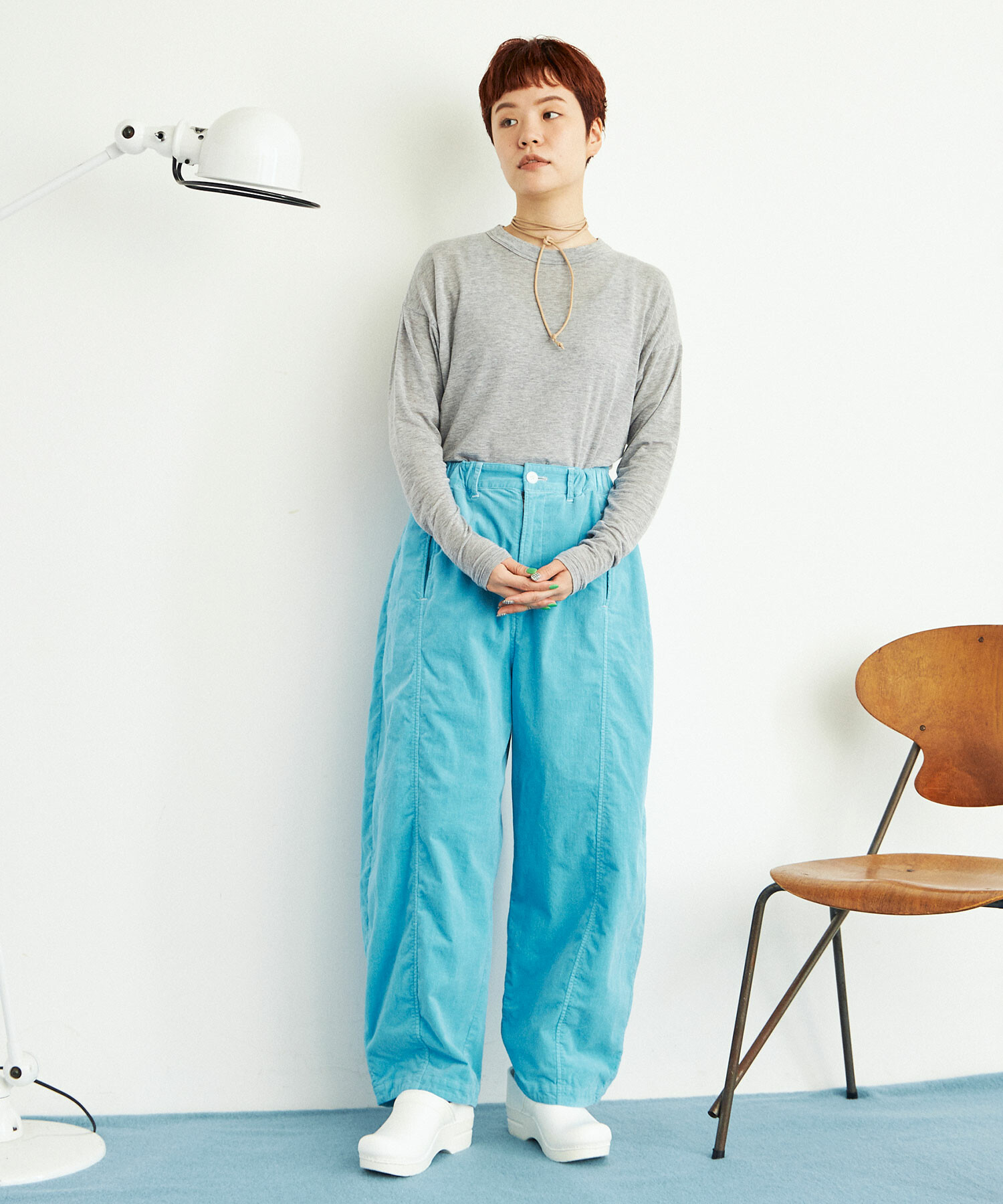 AMBIDEX Store 【予約販売】○スラブ別珍 製品染 CURVE パンツ(F SKY