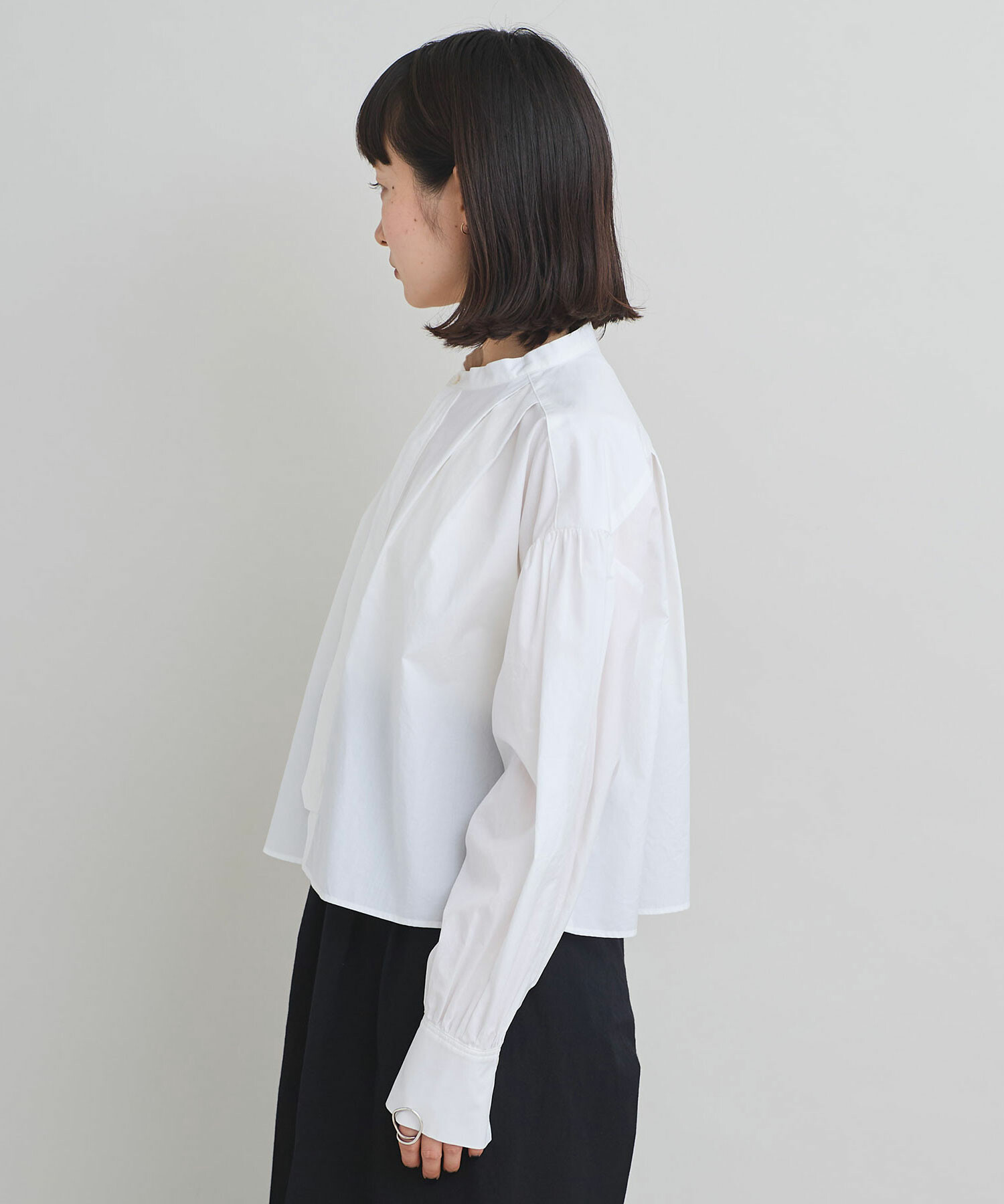 AMBIDEX Store suvinタイプライターギャザースリーブ ブラウス(F シロ