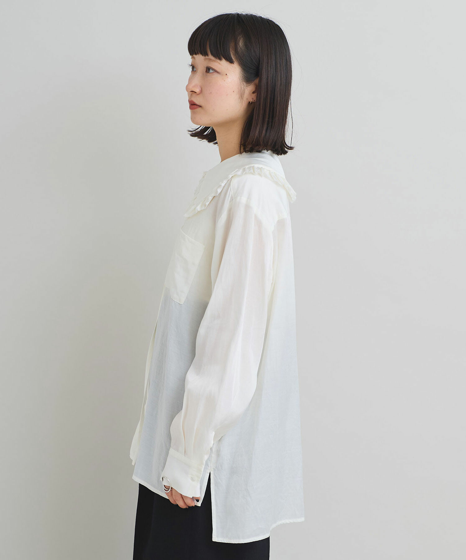 AMBIDEX Store キュプラコットンサテントリプルワッシャー フリル