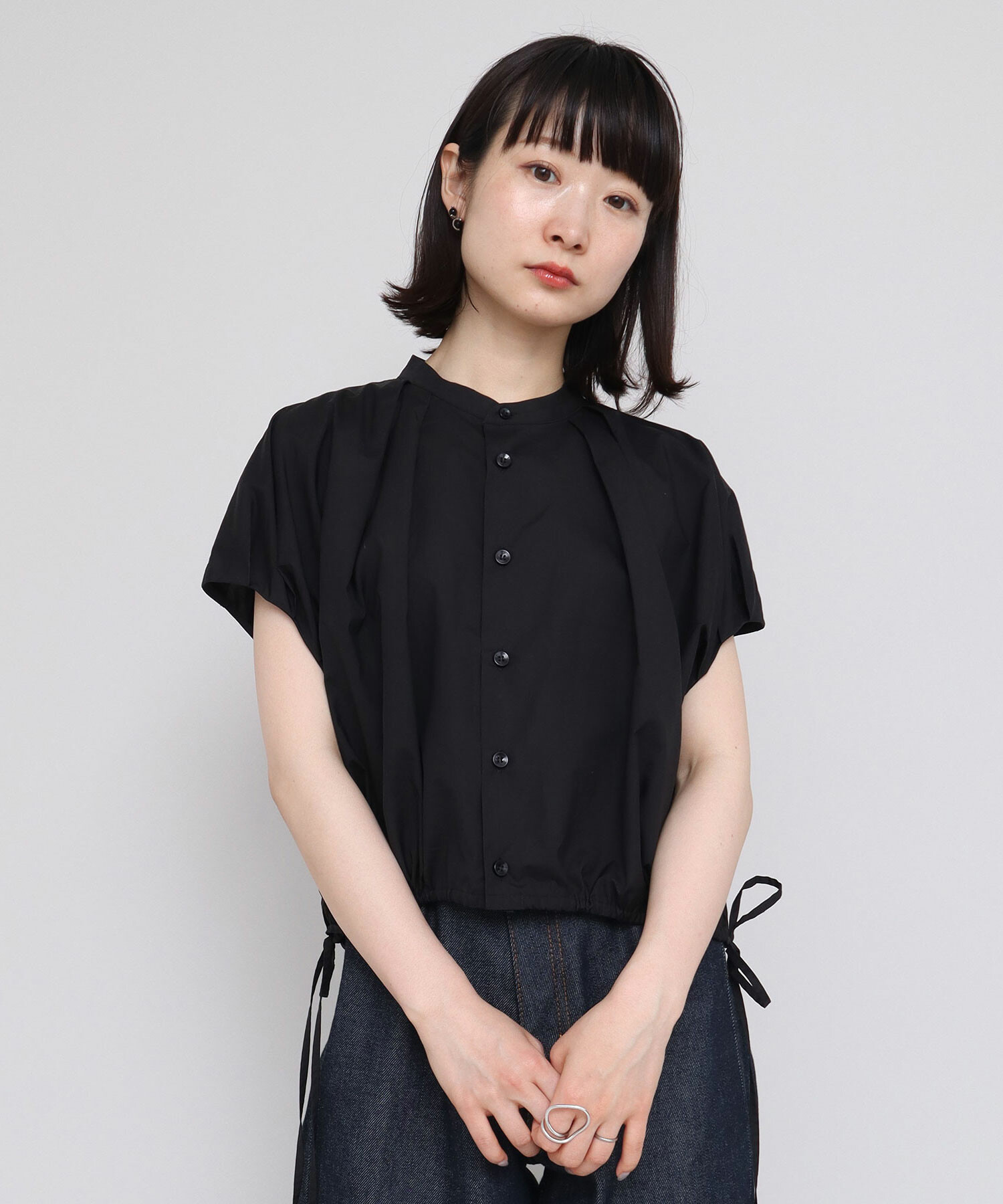 MARK & LONA ブラック シャツ サイズ38 MARK&LONA WOMEN CD11-TSMT Short sleeve high neck