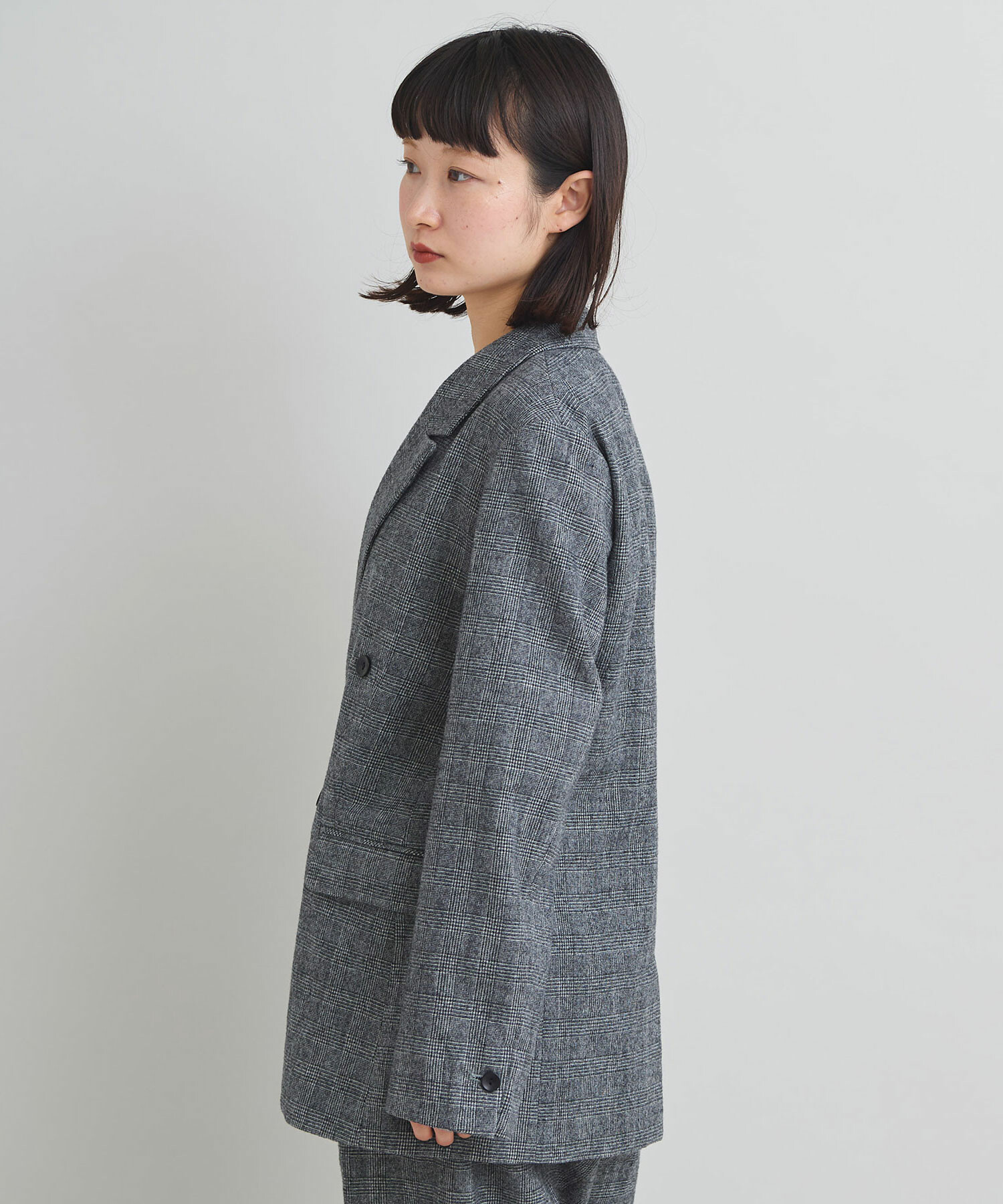 AMBIDEX Store 強縮ウール ダブルテーラード ジャケット(F クロ): iki