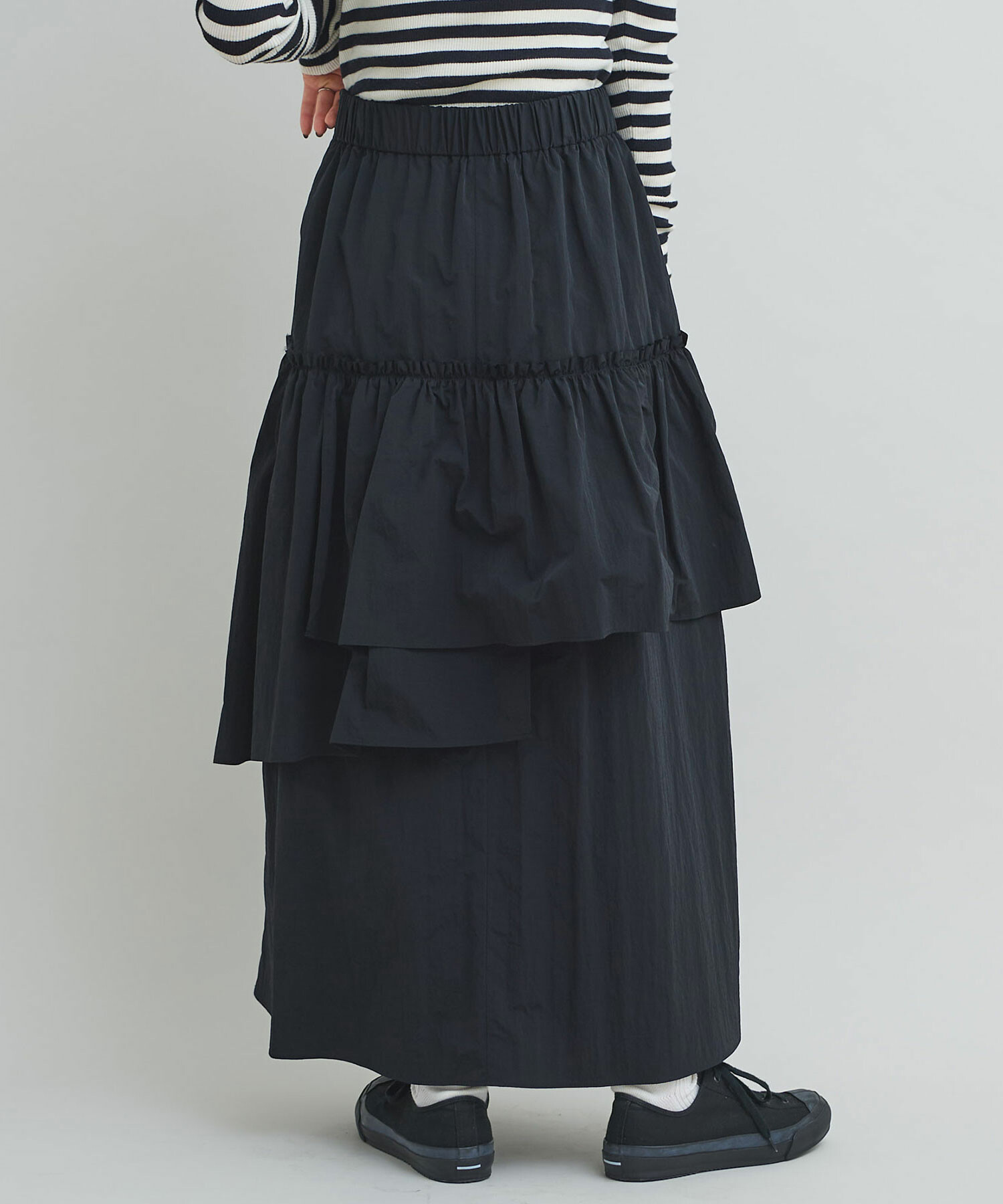 AMBIDEX Store 〇ナイロンタフタ流し染め アシメティアード スカート(F