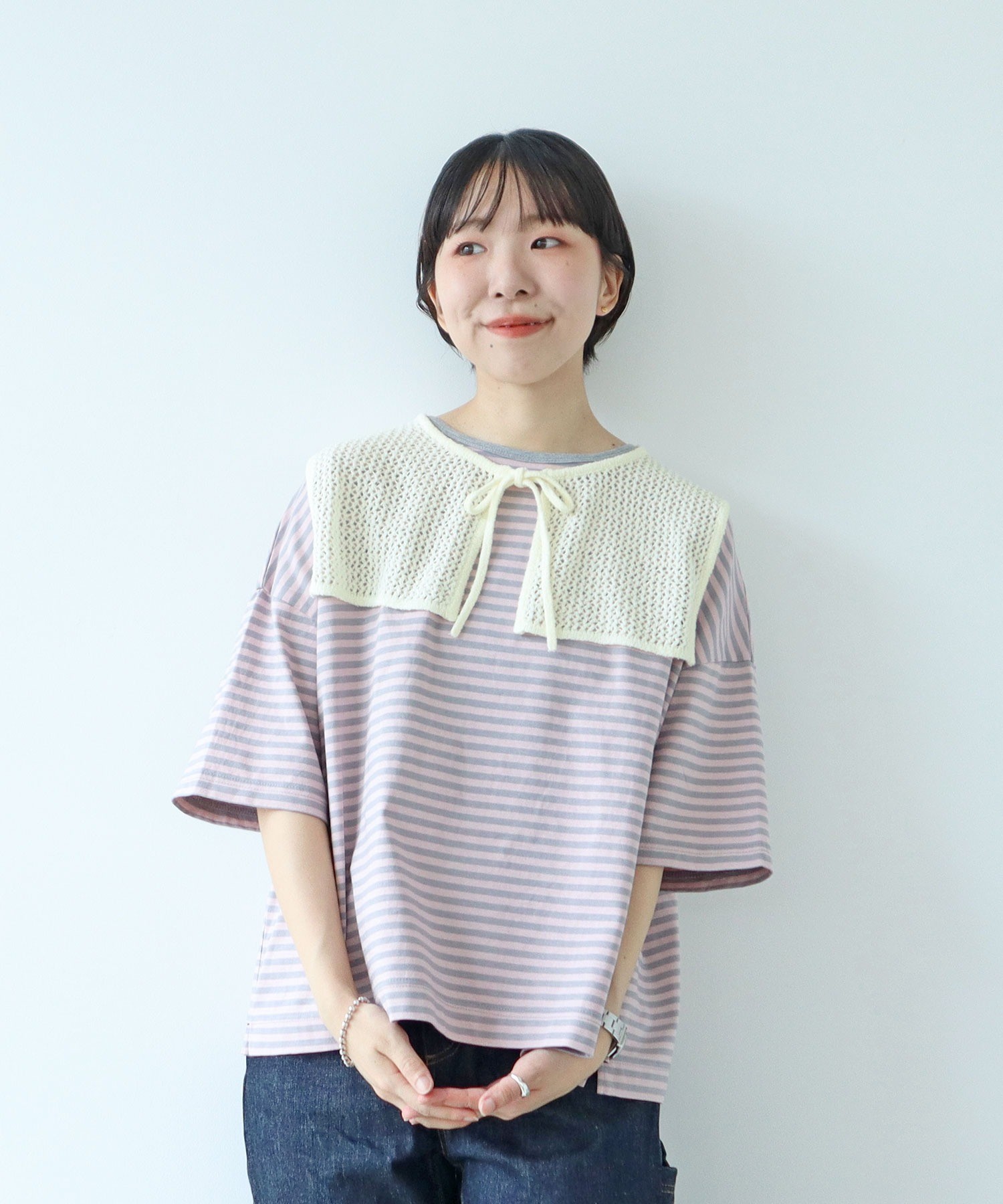 AMBIDEX Store ○○LOOP YARN リボン付け襟(F シロ): PAR ICI