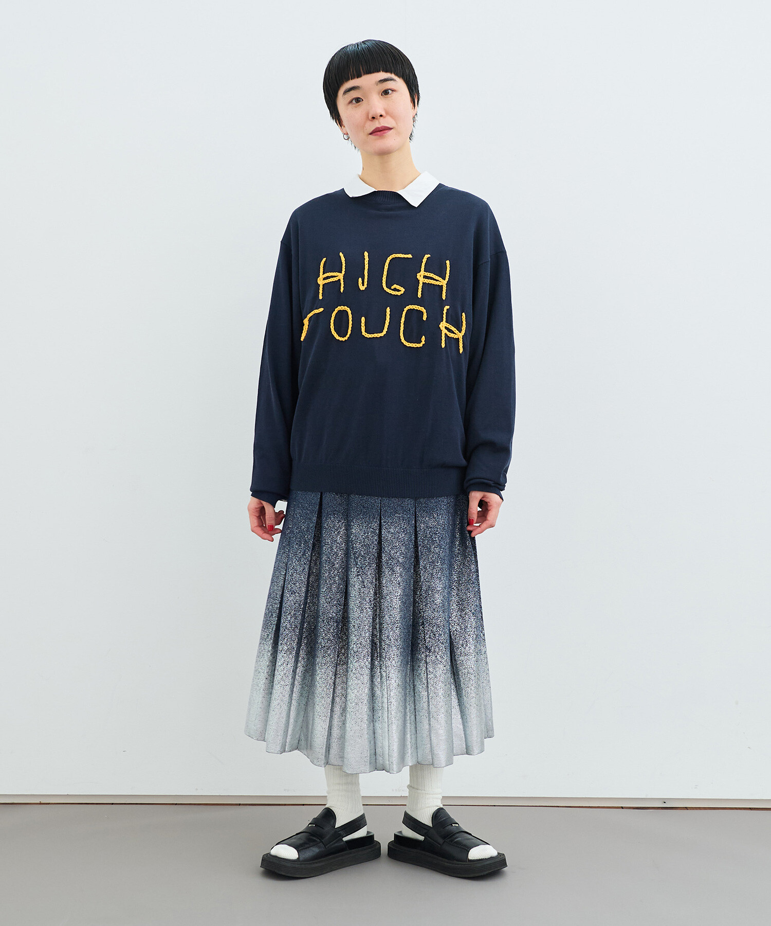 えりんぎページ AMBIDEX Store 〇METALIC PLEATS ロングスカート(F GRAY): FLAT