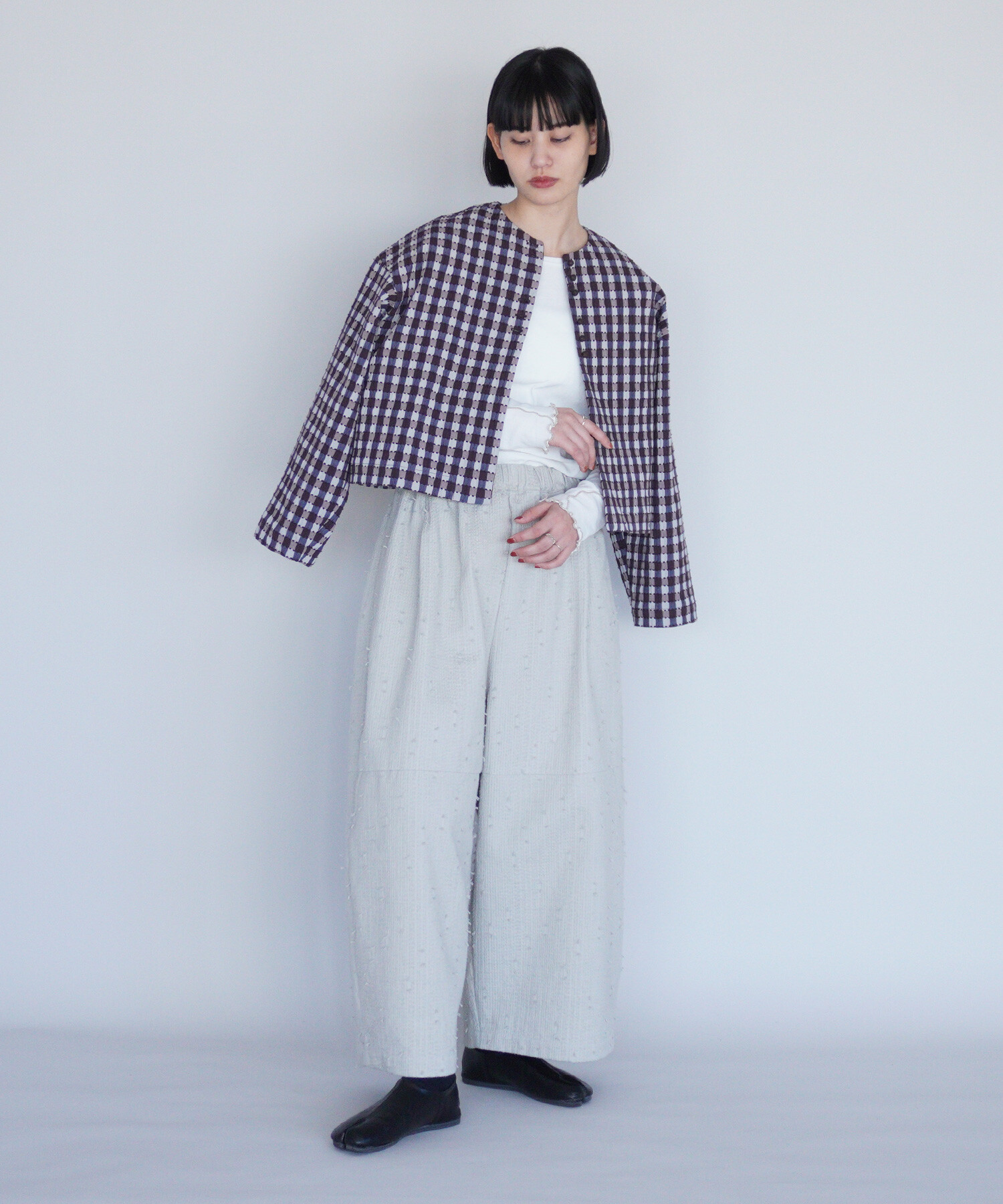 AMBIDEX Store 〇sashiko jacquard ボリュームパンツ(F ライト