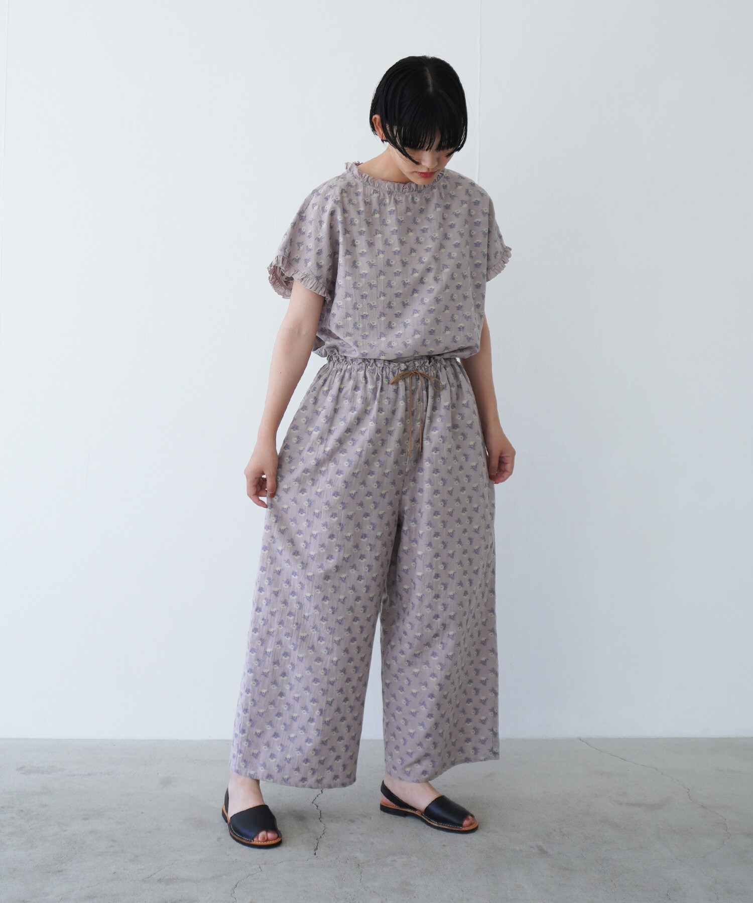 AMBIDEX Store △〇追憶の花 jacquard ギャザーパンツ(F