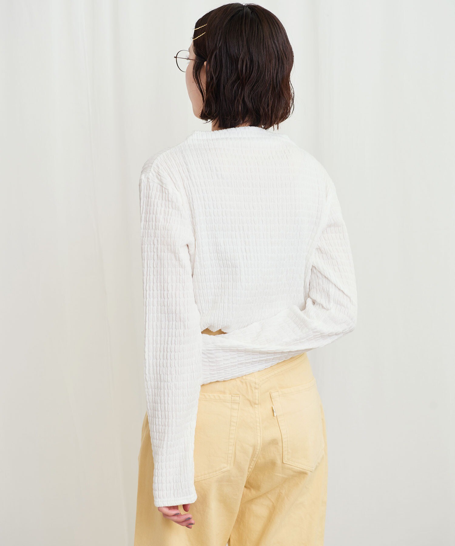 bluelea Hem tulle docking long pullover