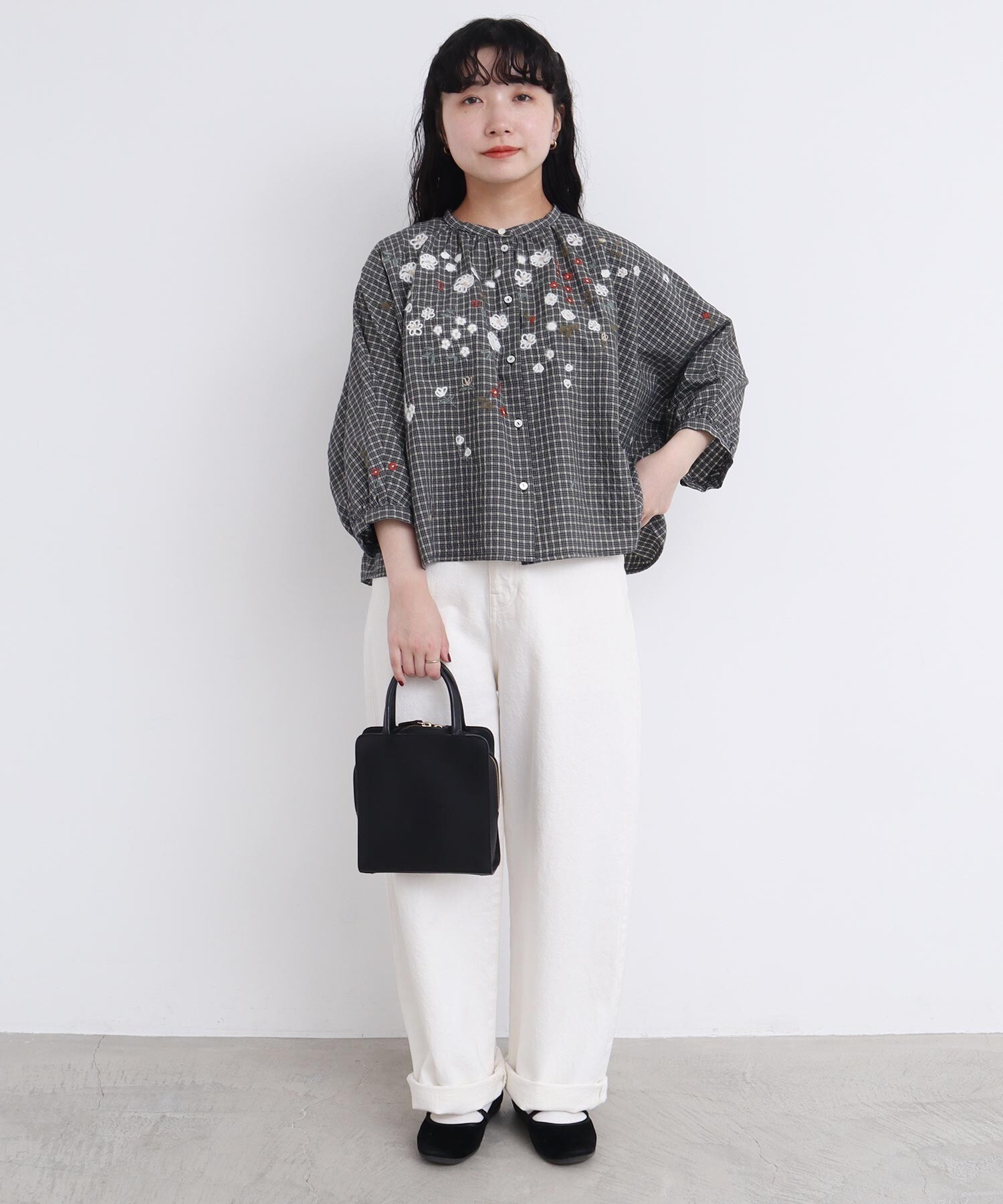 花音♡リネンブラウス 38 トリュフ セール】 【洗える】リネンレーヨン ラッフルカラーブラウス