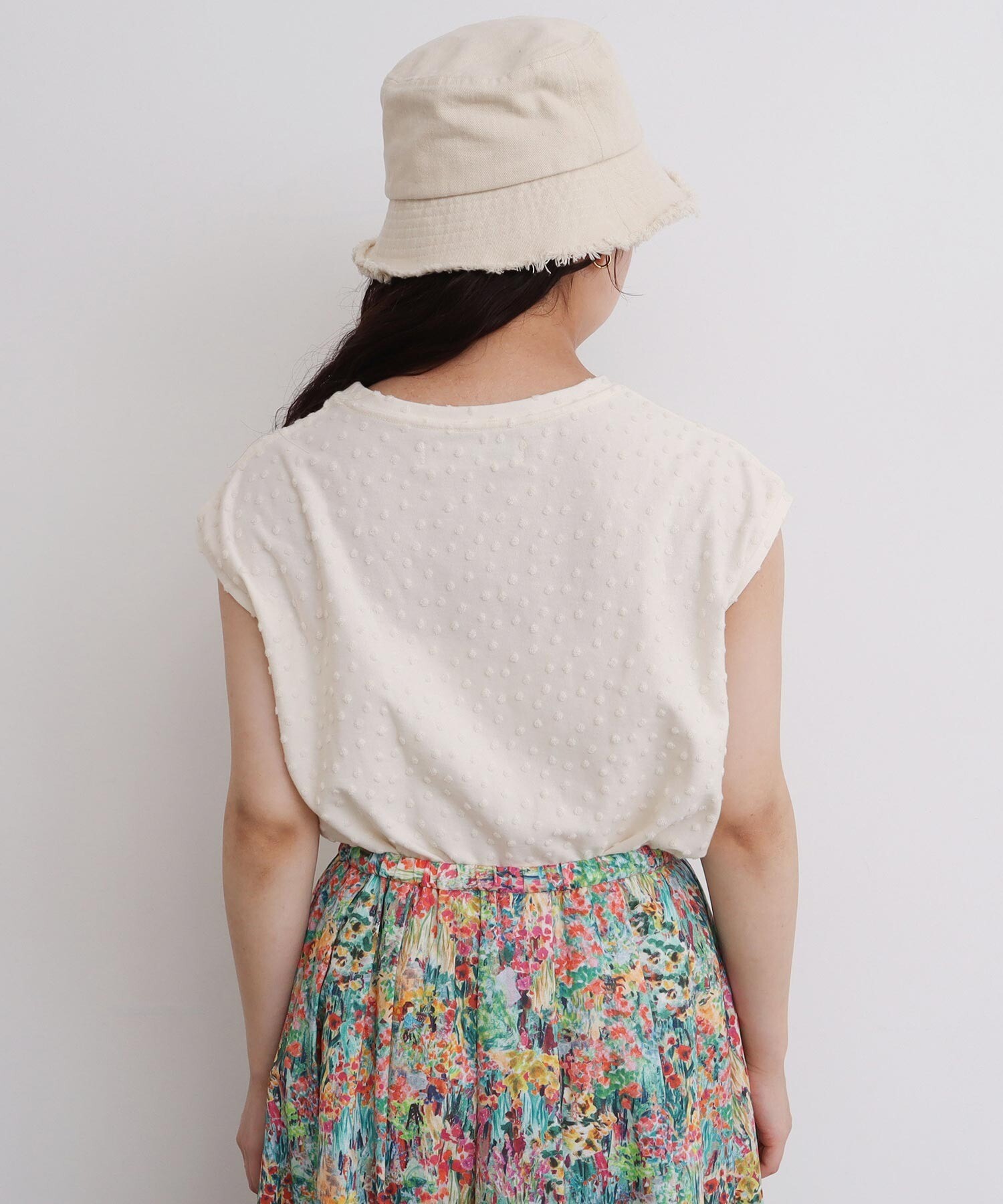 AMBIDEX Store △〇小ドットパイル フレンチTシャツ(F サックス