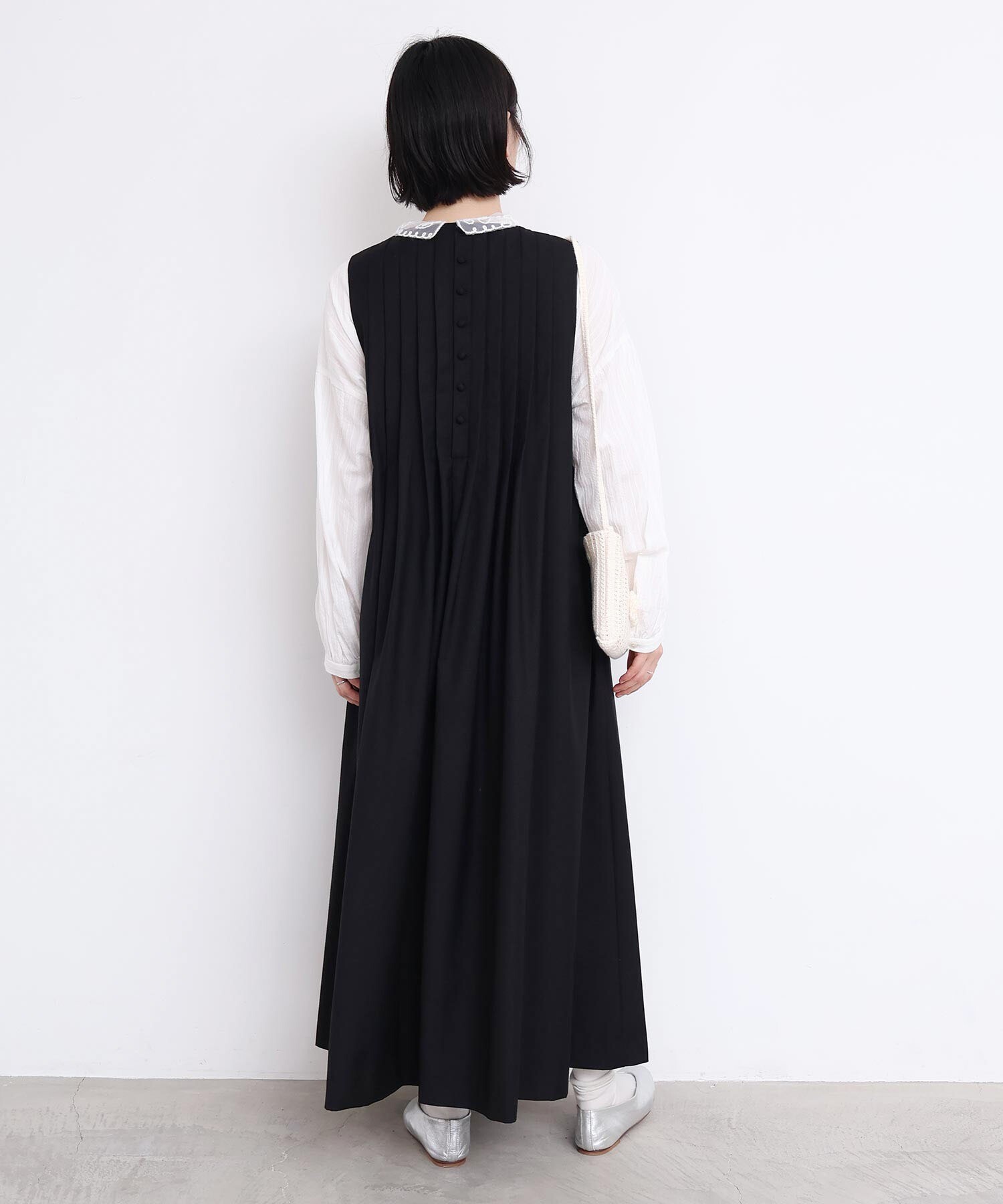 AMBIDEX Store TRプリーツタックノースリワンピース(F グレー): l