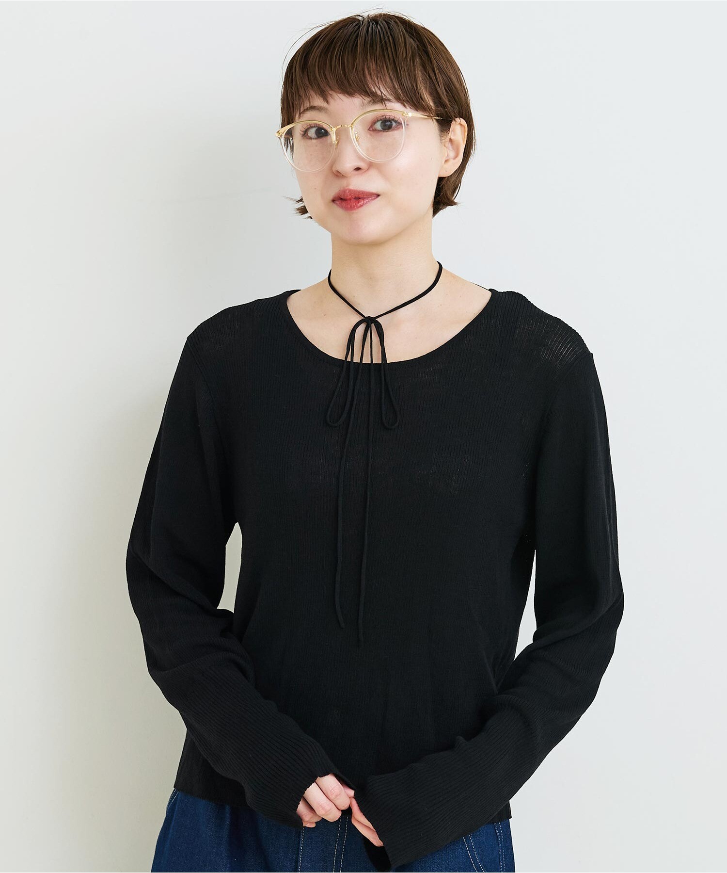 AMBIDEX Store ○○BICOLOR Choker リブニット(F グレー): l
